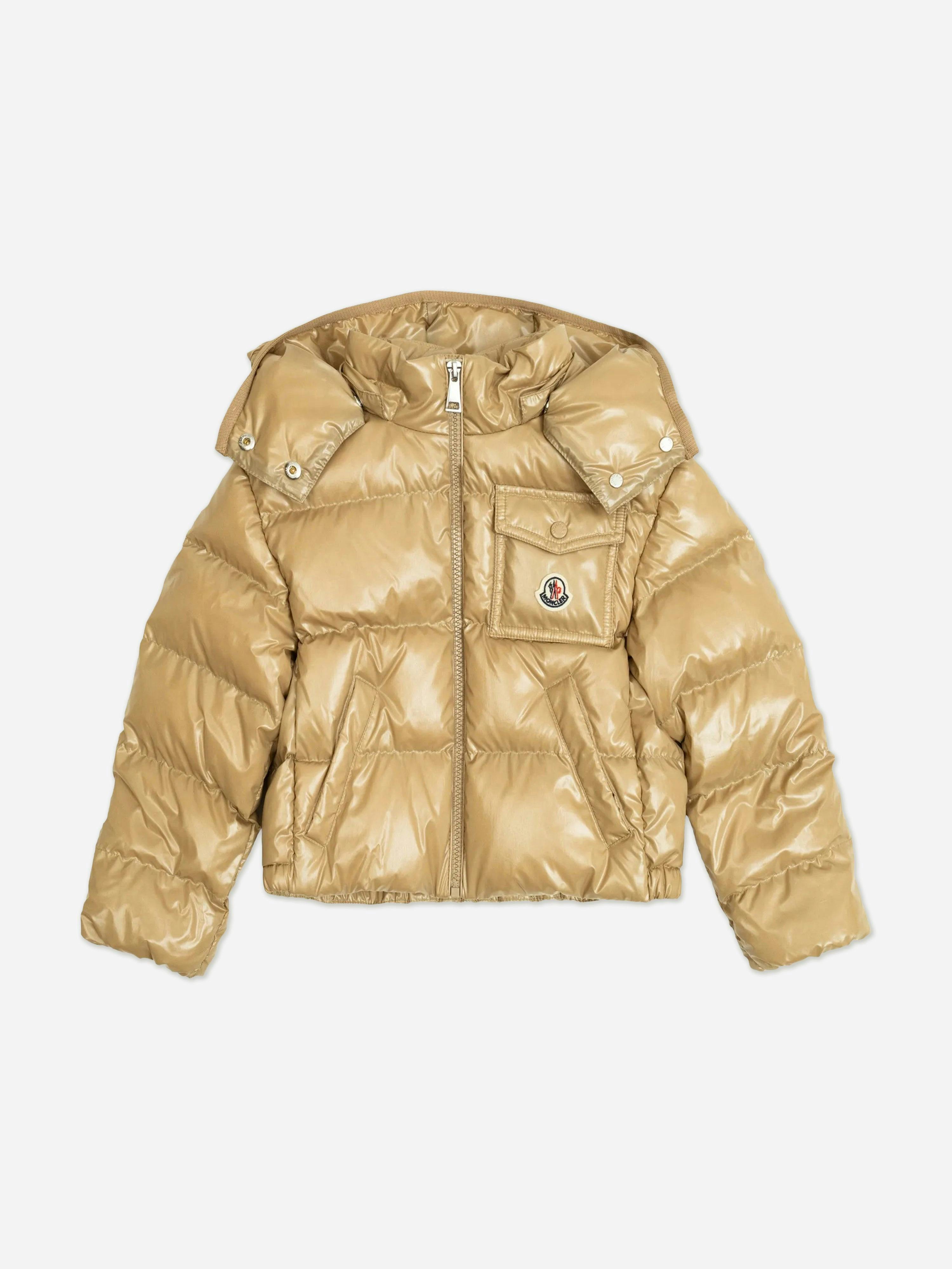 Moncler Enfant Girls Beige Down Padded Andro Jacket In - 12 Yrs