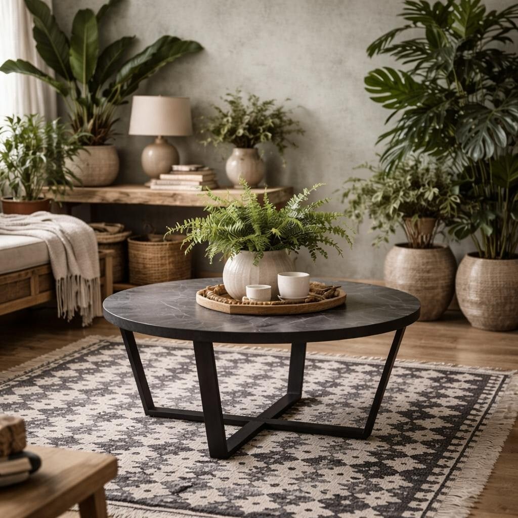 Wyld Haus Black Stovring Marble Effect Round Coffee Table Legs