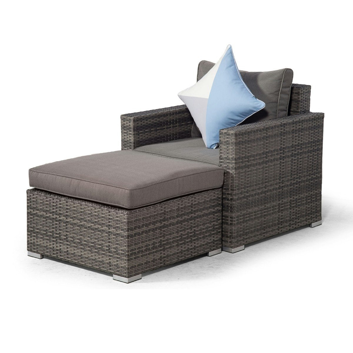 Giardino Grey Sydney Rattan Armchair And Ottoman Lounge Chair Set - 1