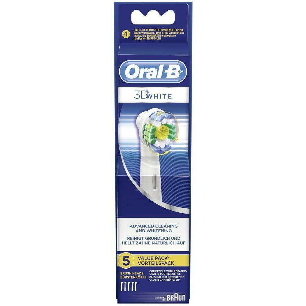 Oral-B White Braun 3D Replacement Toothbrush Heads - 5 Pack