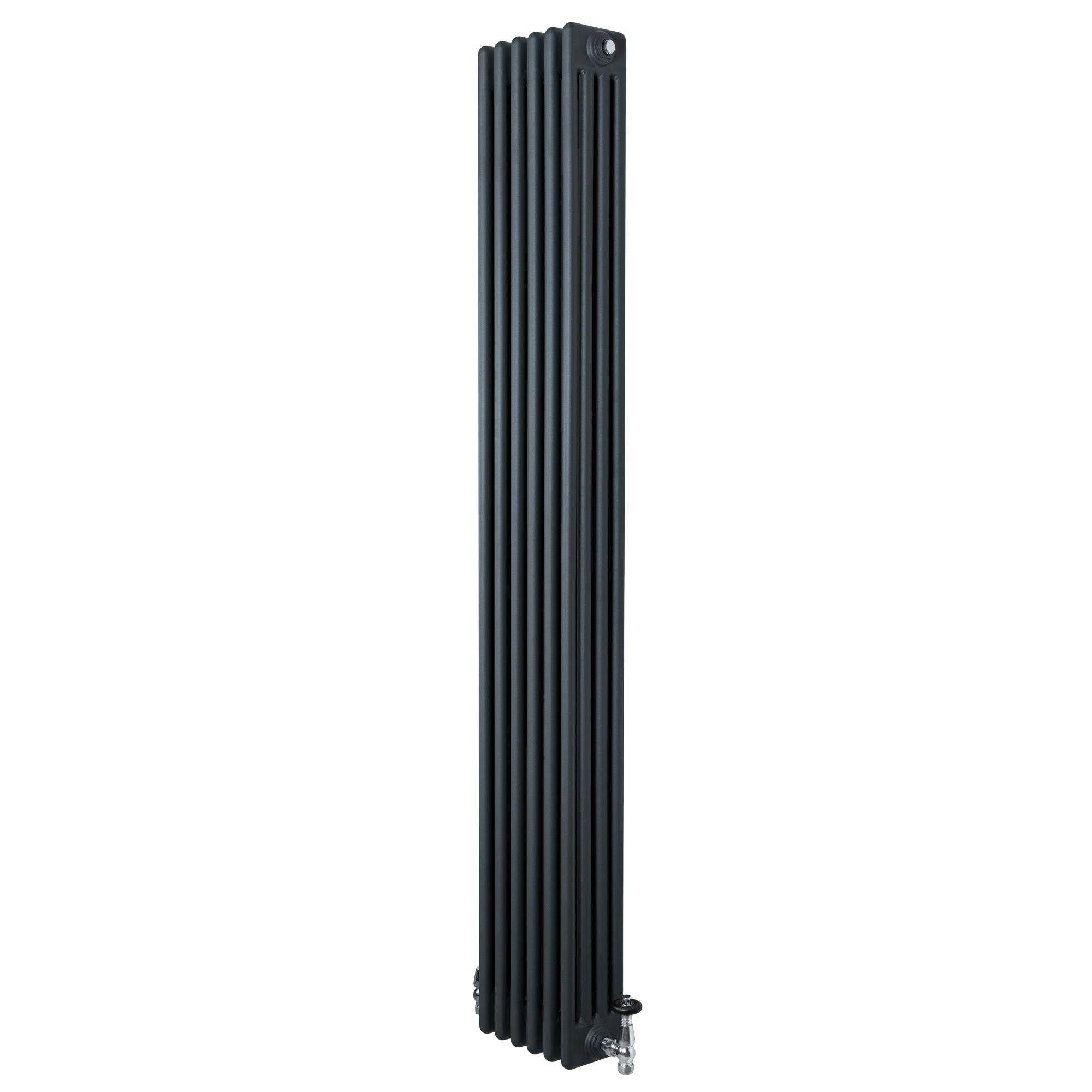 Monstershop Anthracite/Grey Traditional 4 Column Radiator & Valves - 1800 X 290Mm