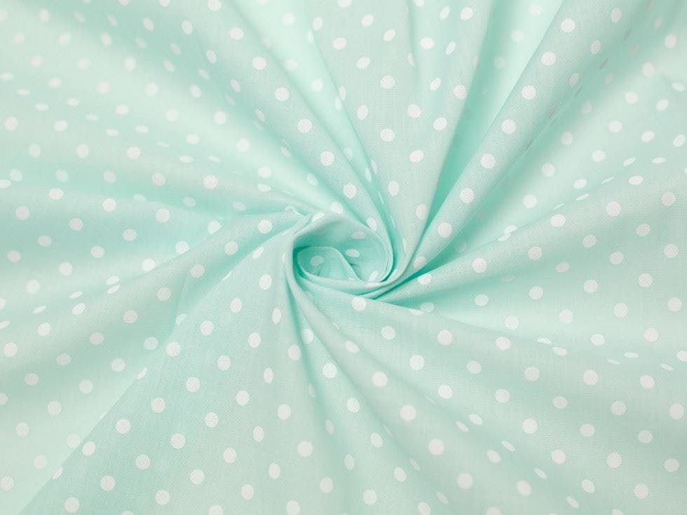 Minerva Green Core Range Printed Polycotton Fabric - Spots Design Dressmaking Fabric, 112.5 Cm / 45" Wide - Per Metre - Mint