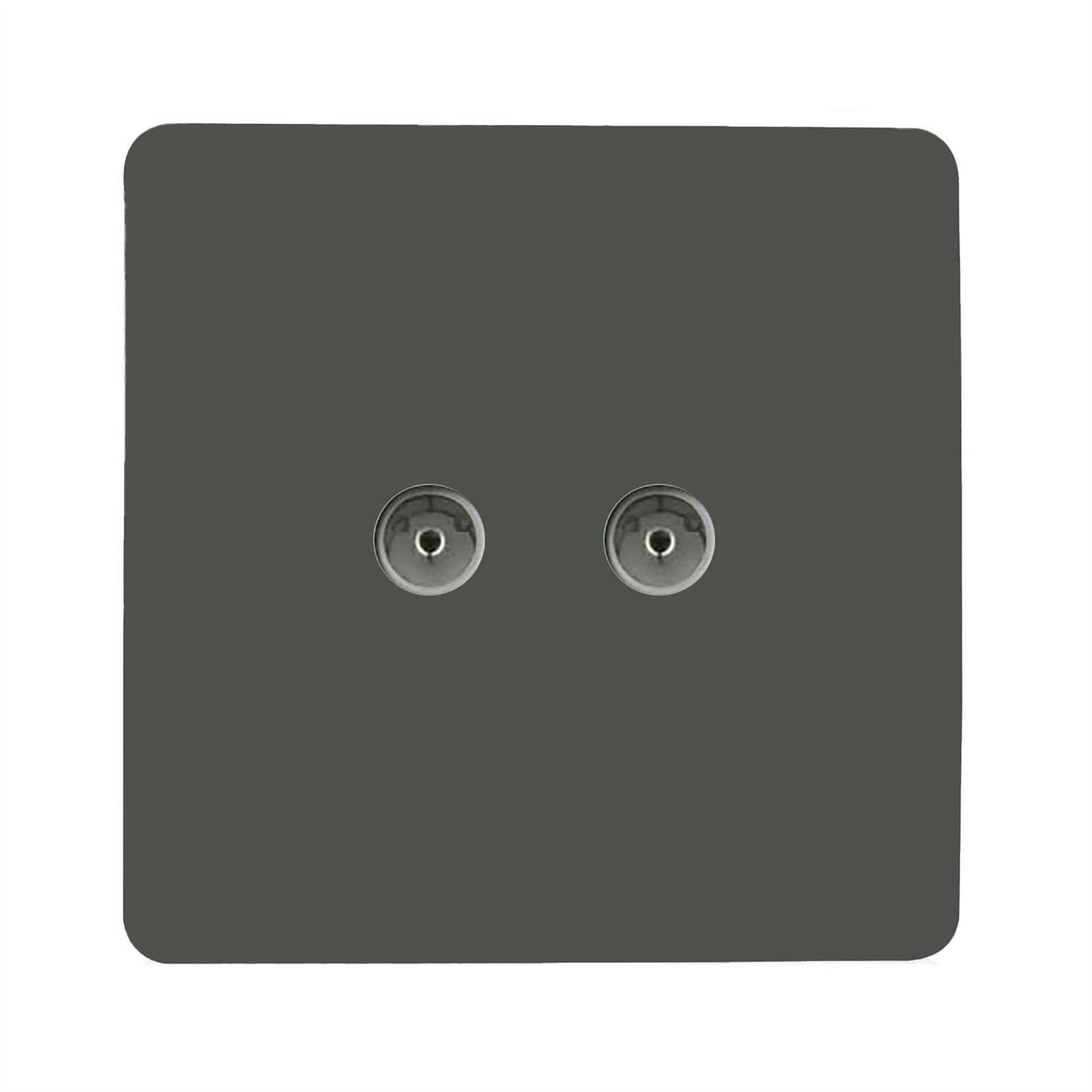 Trendi Switch Women's Grey 2 Gang Co-Axial Television Socket In Charcoal