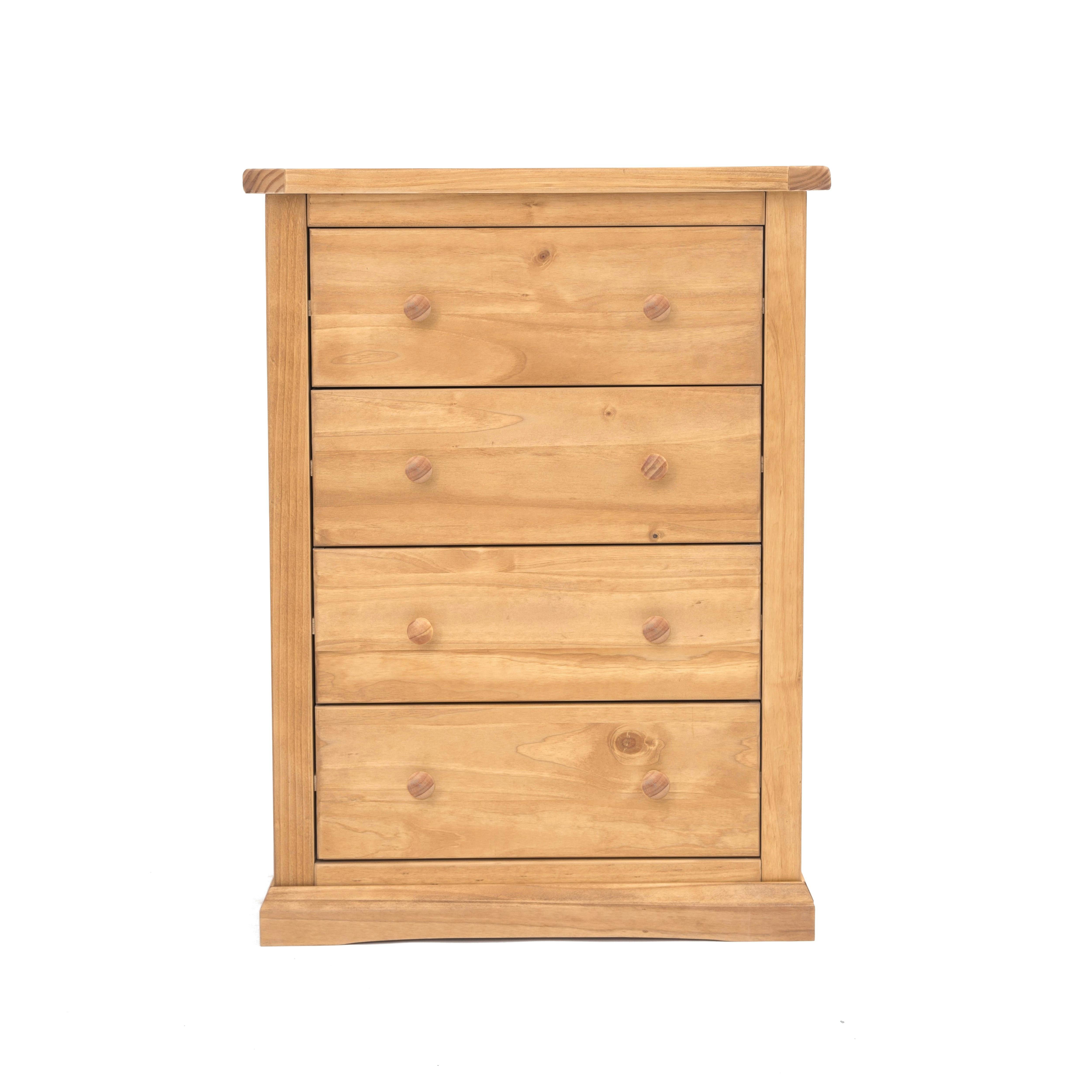 Cabinet Bits Light/Brown Lucca 4 Drawer Chest Of Drawers Wood Knob