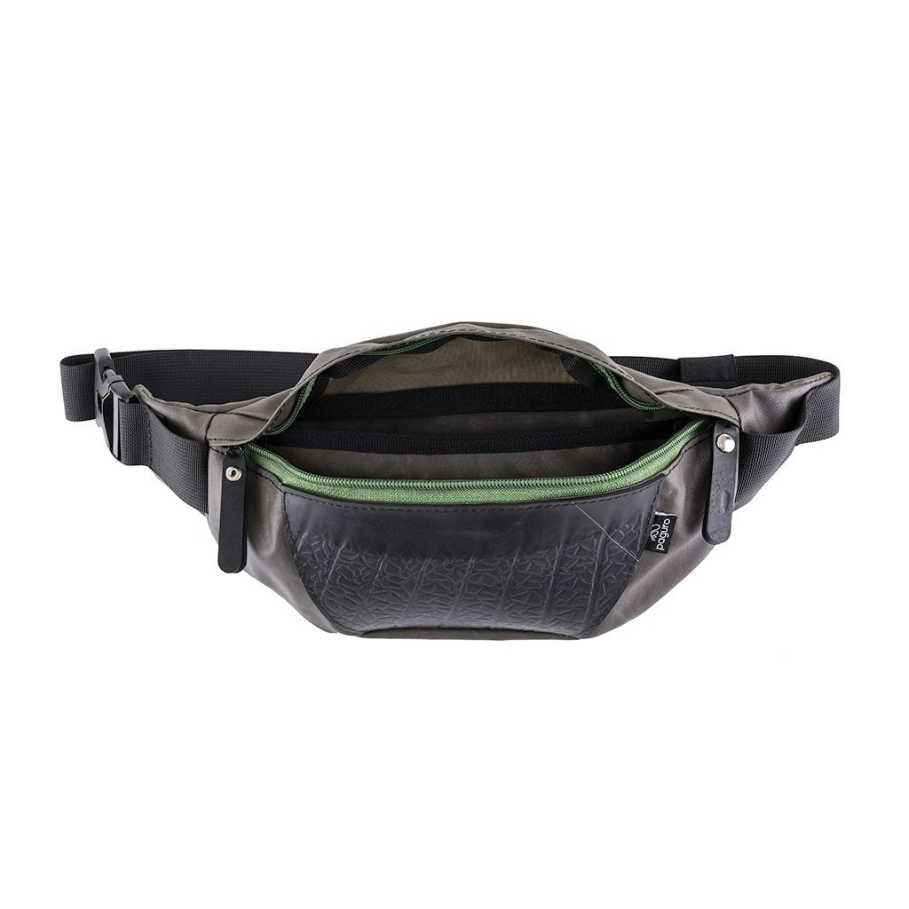 Paguro Unisex Platoon Recycled Canvas Vegan Bum Bag - Olive