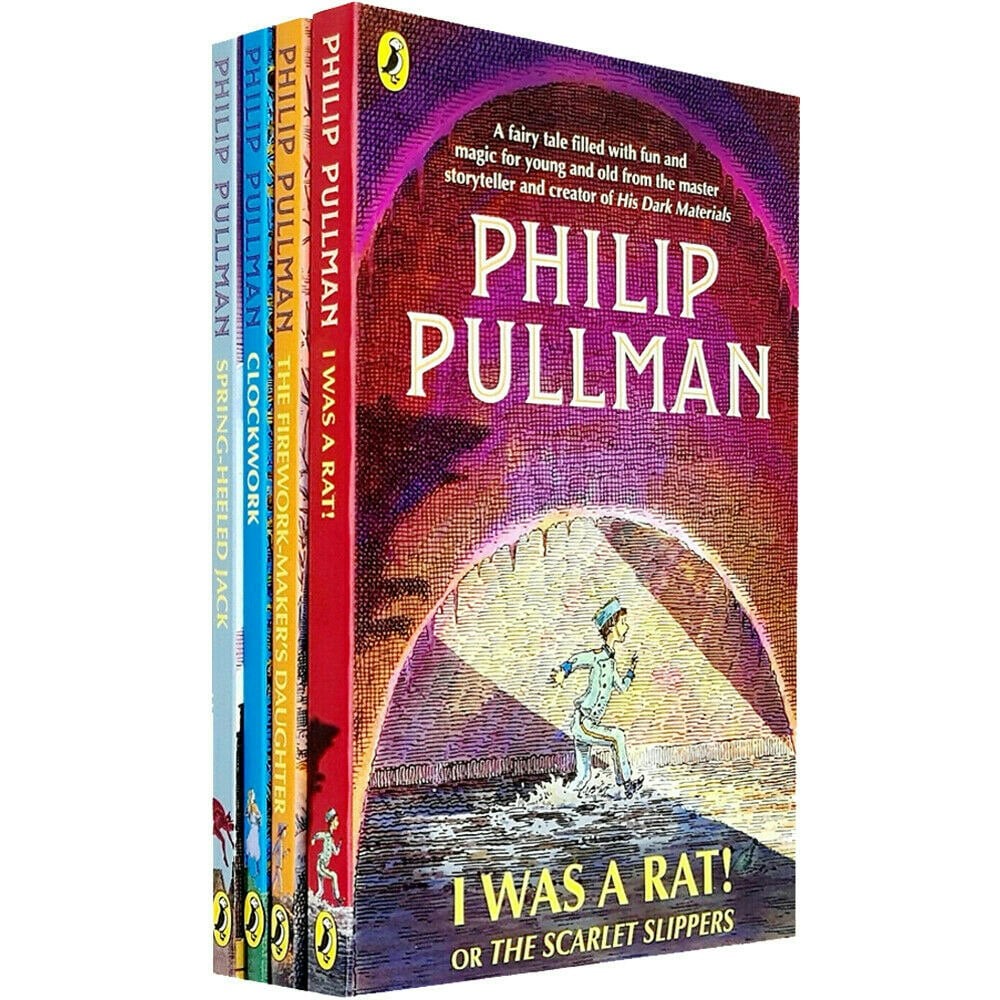 Puffin Boys Philip Pullman 4 Book Set I Was A Rat!, The Firework-Makers Daughter, Clockwork, Spring-Heeled Jack