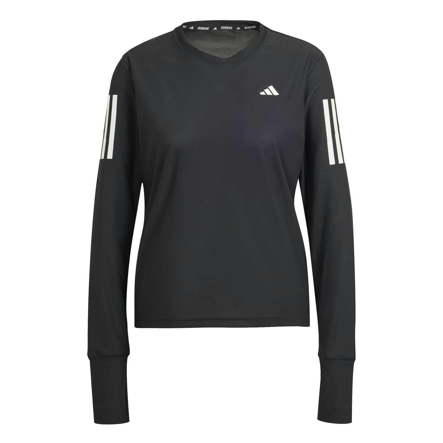 Adidas Women's Black Own The Run Long-Sleeved Top - 8 Uk - 86% Recycled Polyester/14% Elastane