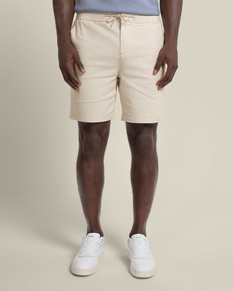 Larsson & Co Drawstring Stretch Chino Shorts - Stone - 38R