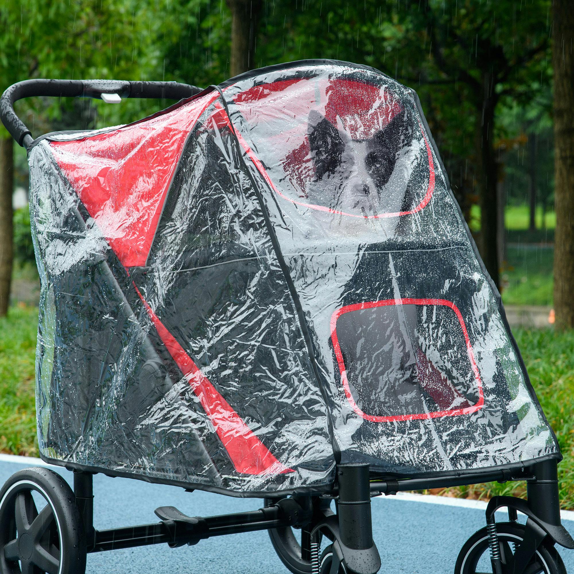 PAWHUT Rain Cover for Dog Pram Stroller Buggy, for Large, Medium Dogs in Clear - Image 9
