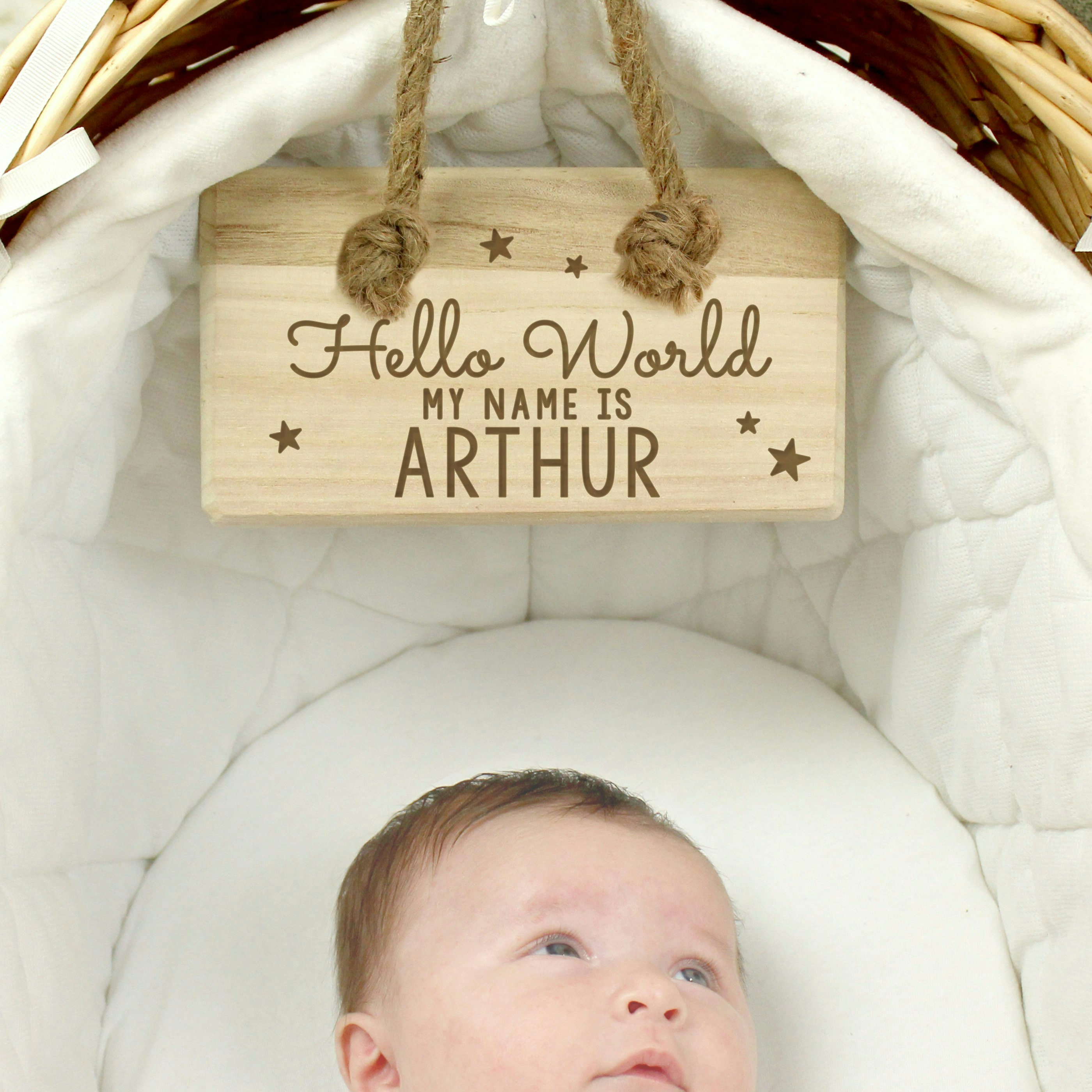 Rackhams Personalised Hello World Wooden Sign
