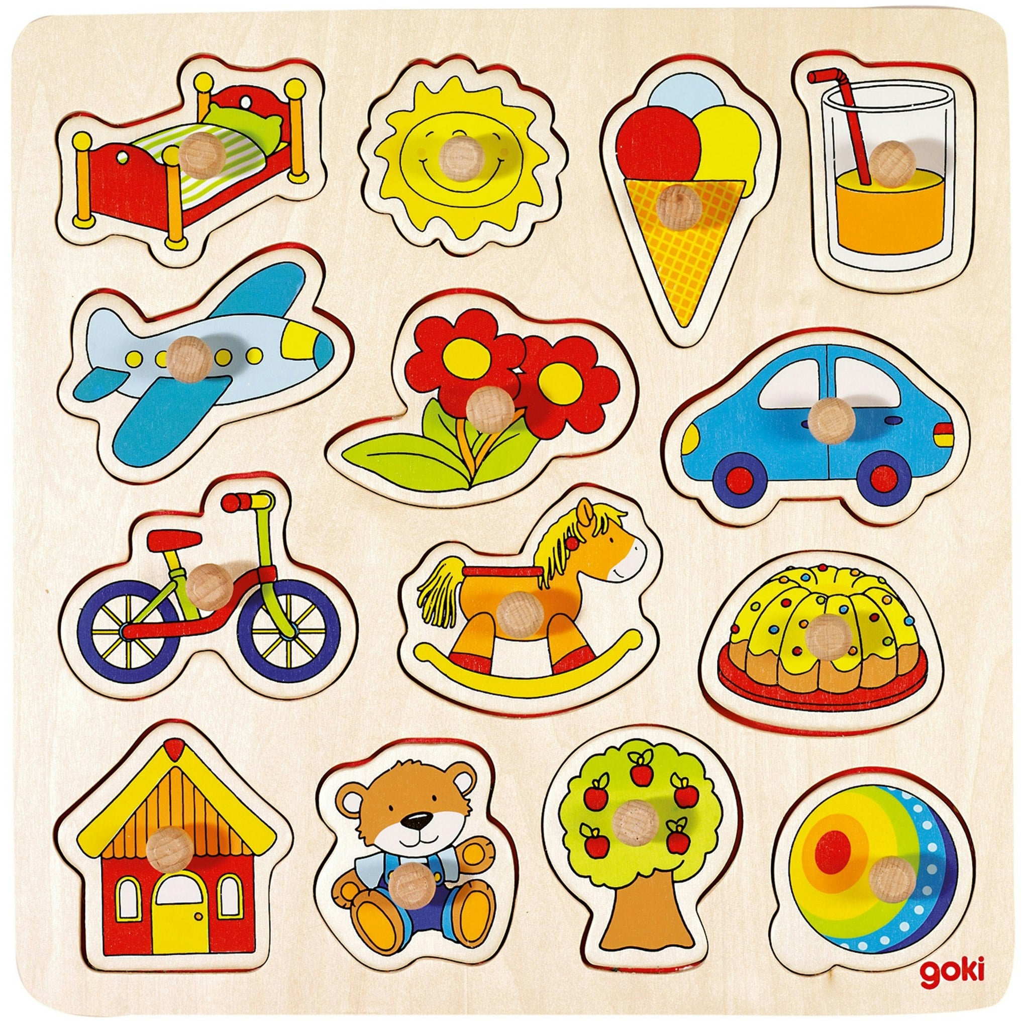 Goki Cream Lift Out Puzzle - Objects