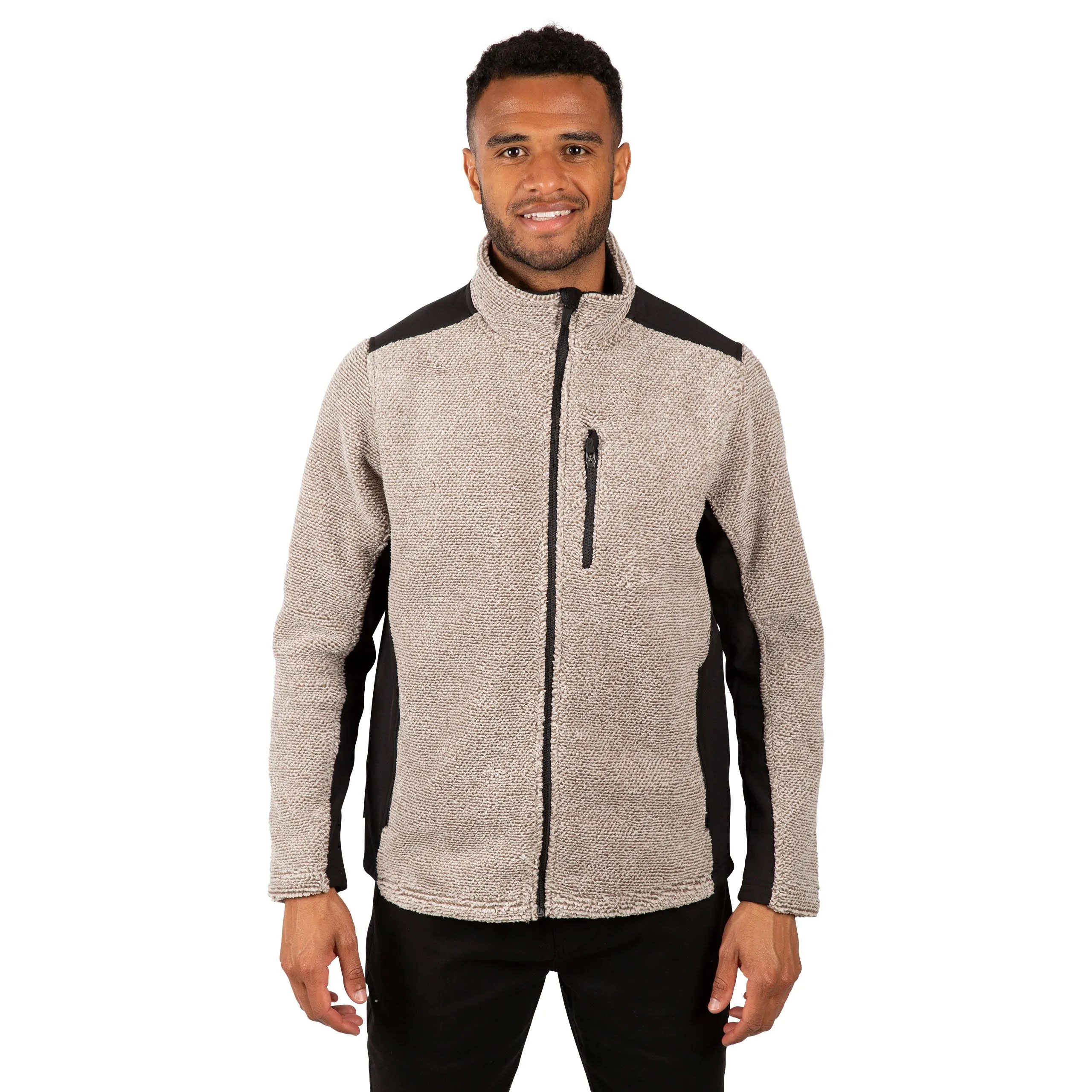 Trespass Men's Brown Farantino Fleece Jacket - Truffle Stripe - Truffle Stripe - Small