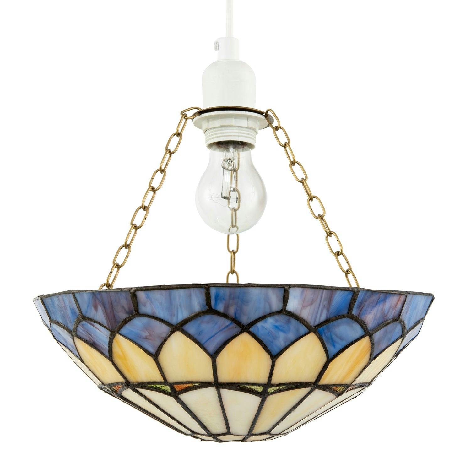 Rackhams Lavender/Purple Stained Glass Domed Tiffany Pendant Shade With Chains