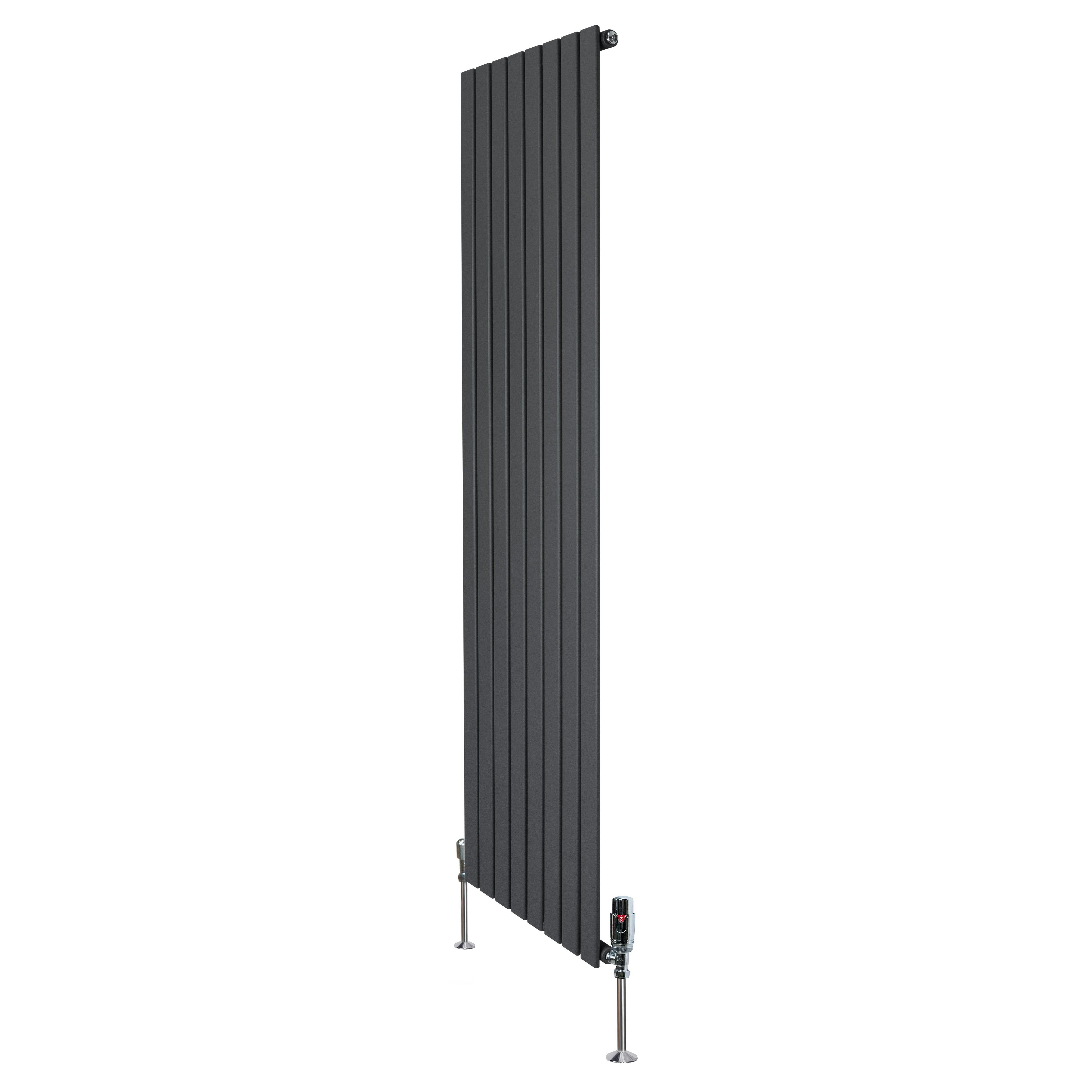 Monstershop Anthracite/Grey Flat Single Column Radiator & Valves – 1800Mm X 560Mm –