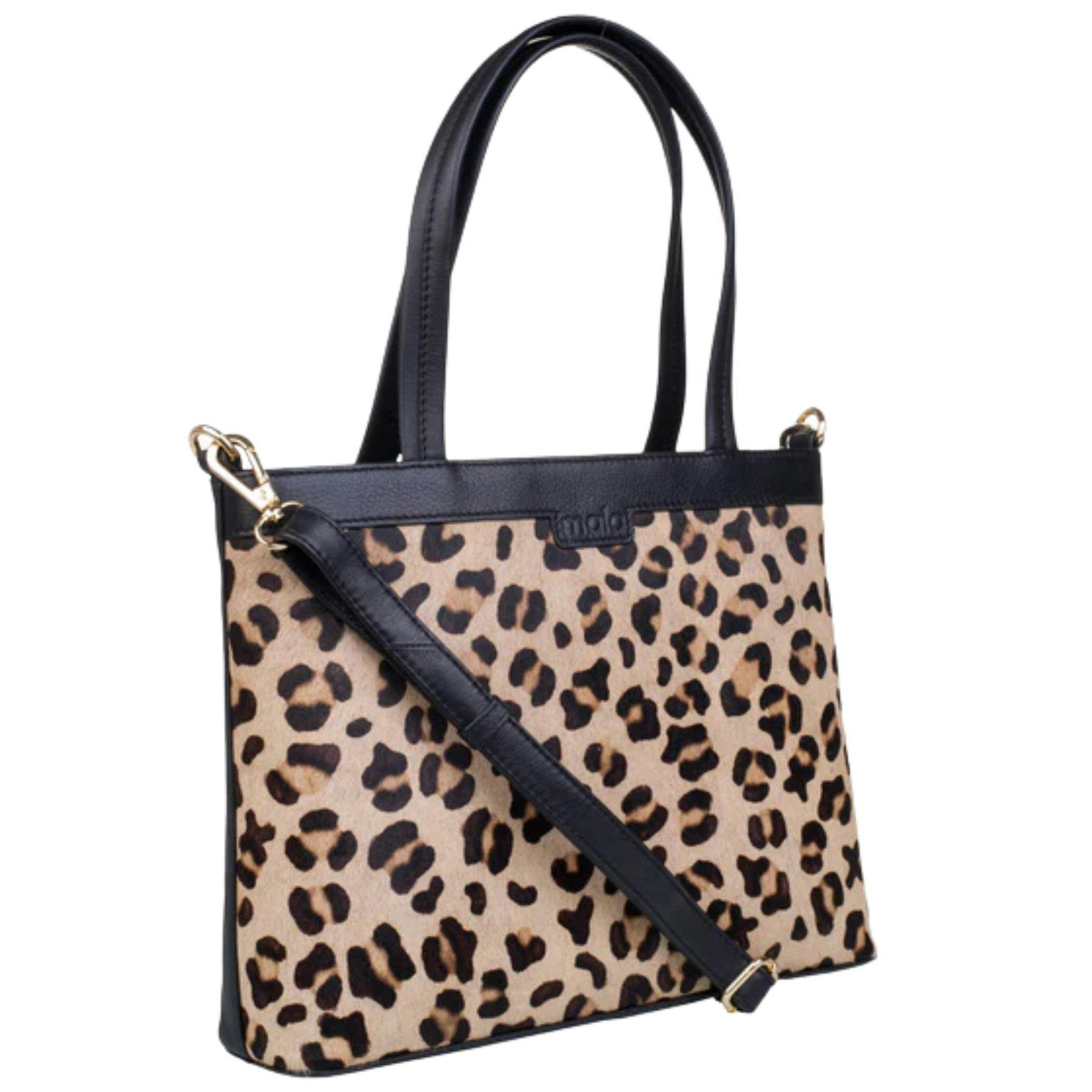 Mala Leather Black/Brown Matrah Leopard Grab Bag - One Size - Leather