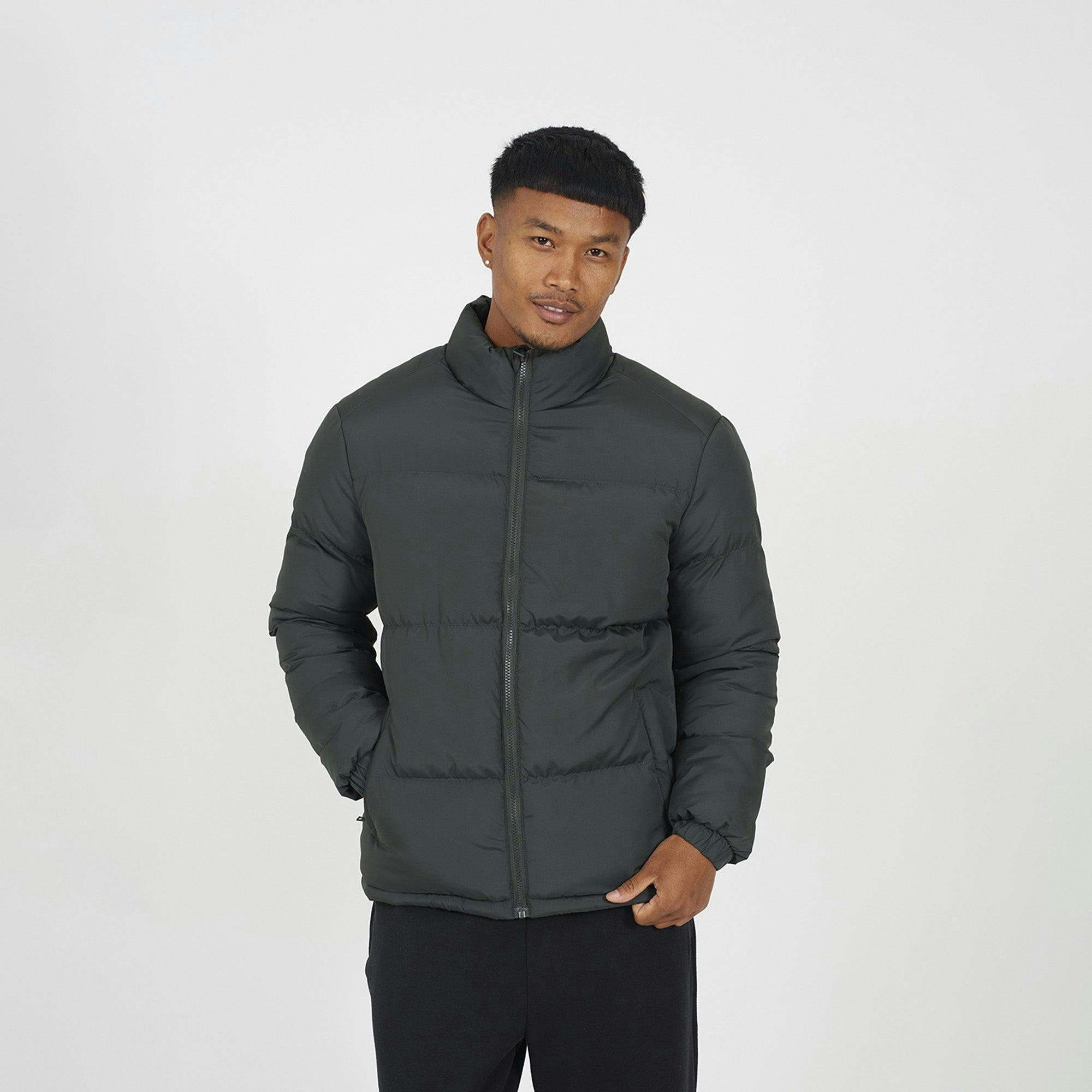 Brave Soul Funnel Neck Padded Jacket - Khaki - Khaki - Xxl