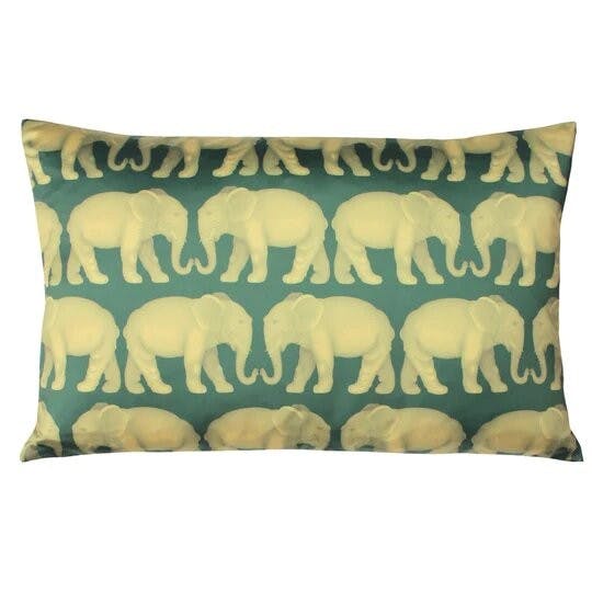 Paoletti Green Parade Elephant Cushion Cover - Emerald - One Size - Emerald - 100% Polyester