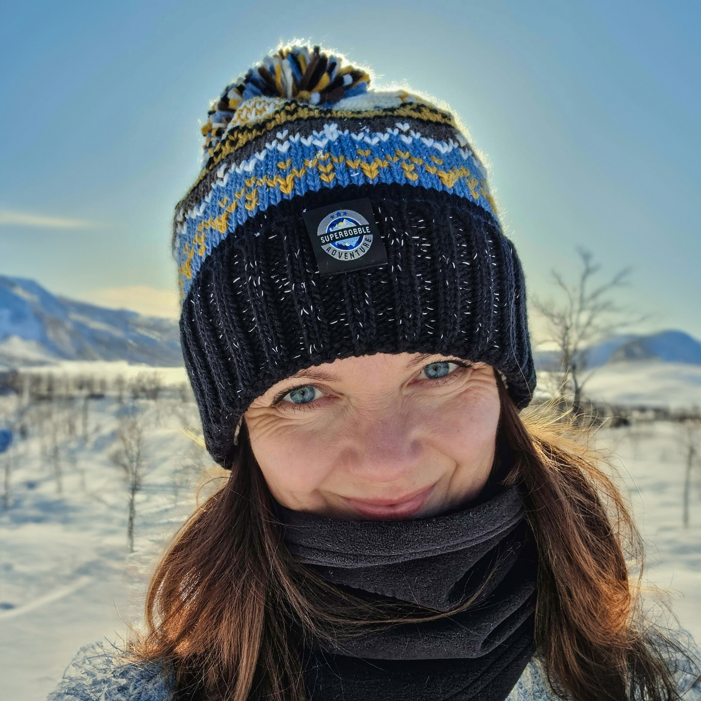 Superbobble Unisex Nordic Knit Beanie Bobble Hat - Midnight Sun