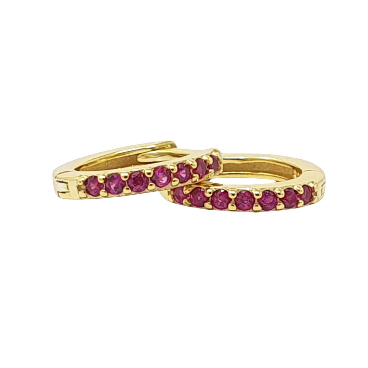 Harfi Ruby July Birthstone Small Huggie Hoop Earrings