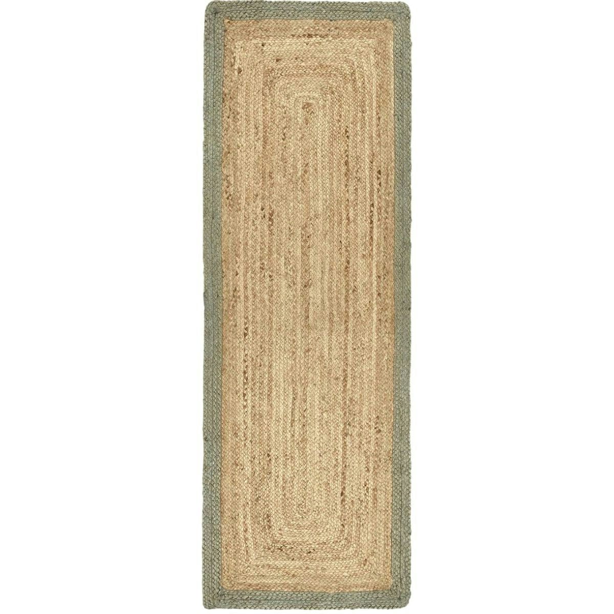 Rackhams Green Hand-Braided Jute Rug With Border - 67X200 Cm
