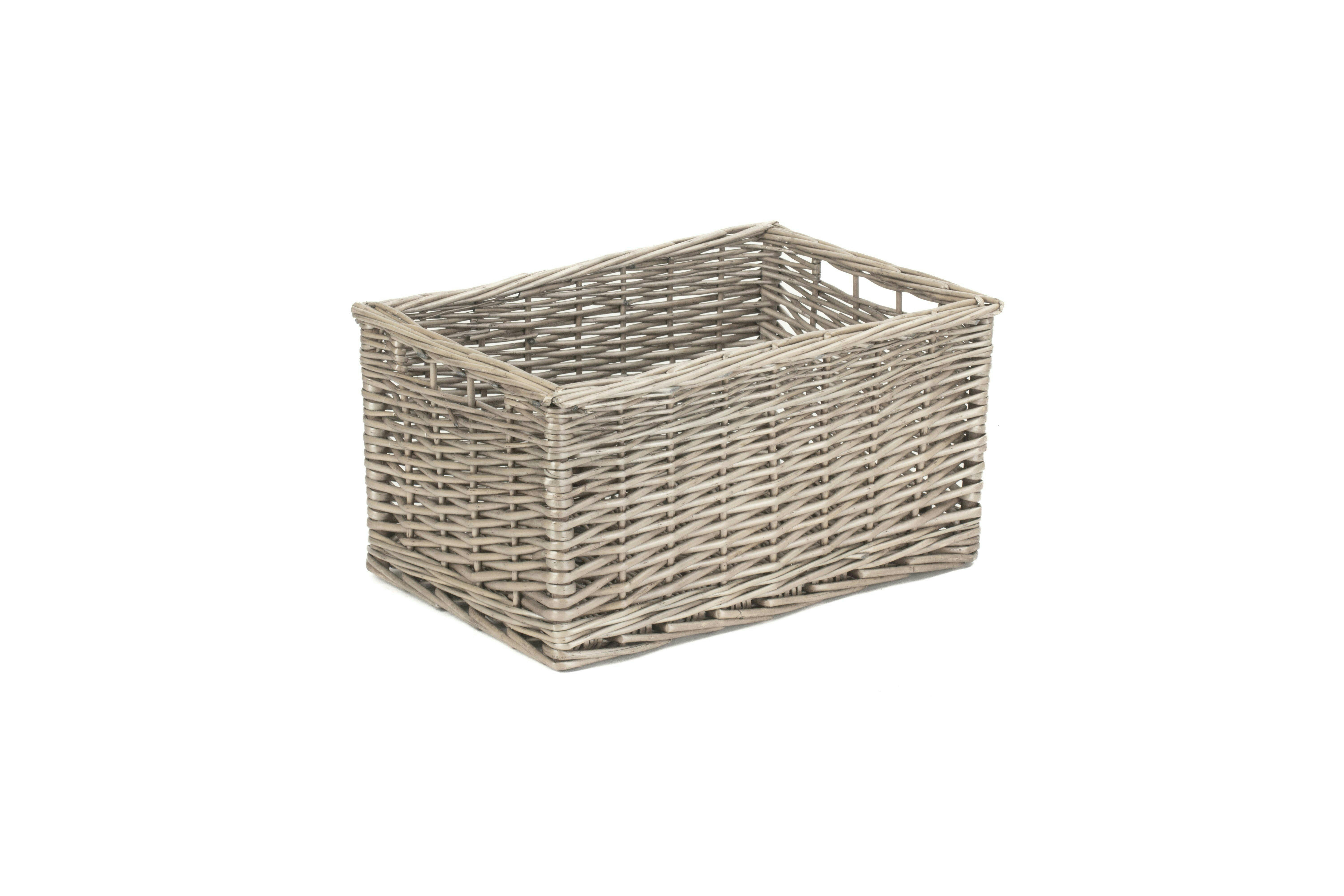 Rackhams Red Antique Wash Unlined Wicker Storage Basket - Small