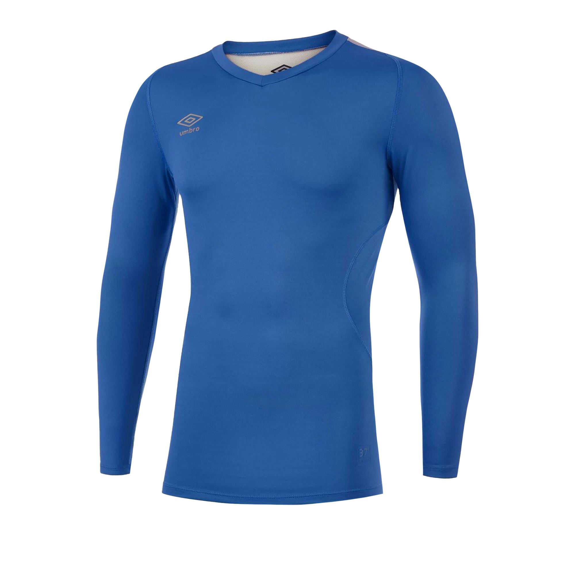 Umbro Men's Blue Elite V Neck Base Layer Top - Royal - Xxl - Royal - 97% Polyester/3% Elastane