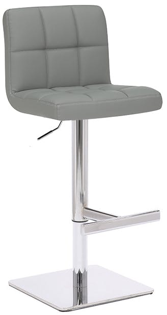 Lamboro Grey Allegro Deluxe Kitchen Bar Stool, Faux Leather, Height Adjustable With Backrest, Breakfast & Home Barstool,