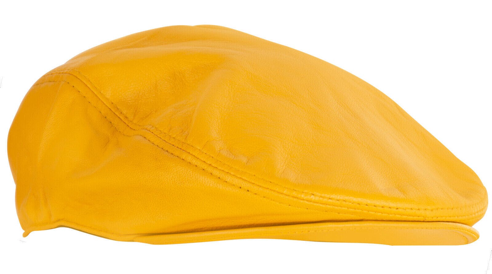 Infinity Leather Men's Yellow Leather Peaky Blinders Newsboy Flat Hat - 2XL