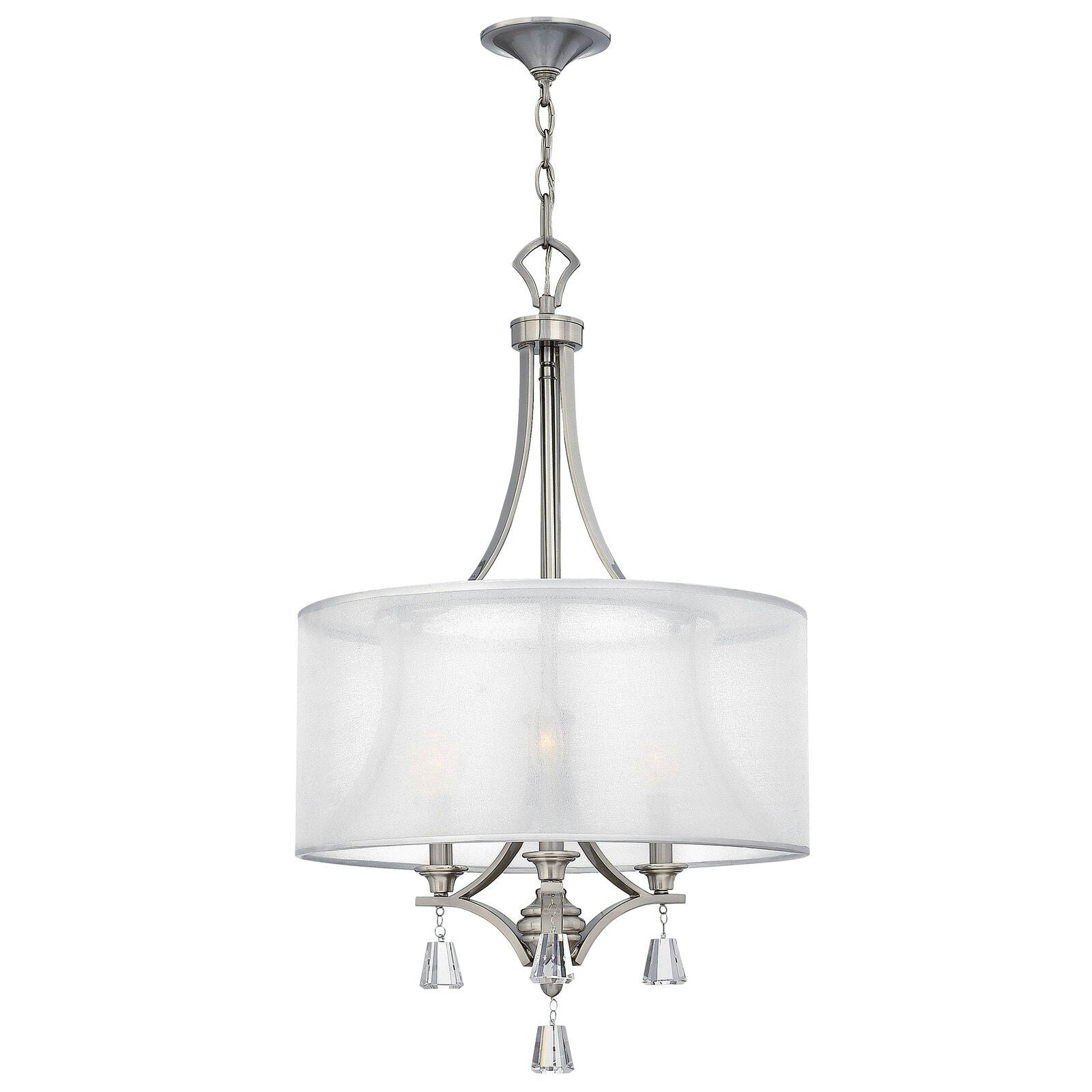 Rackhams Light Bulb Chandelier Hanging Pendant Brushed Nickel Led E14 60W Bulb Size 3