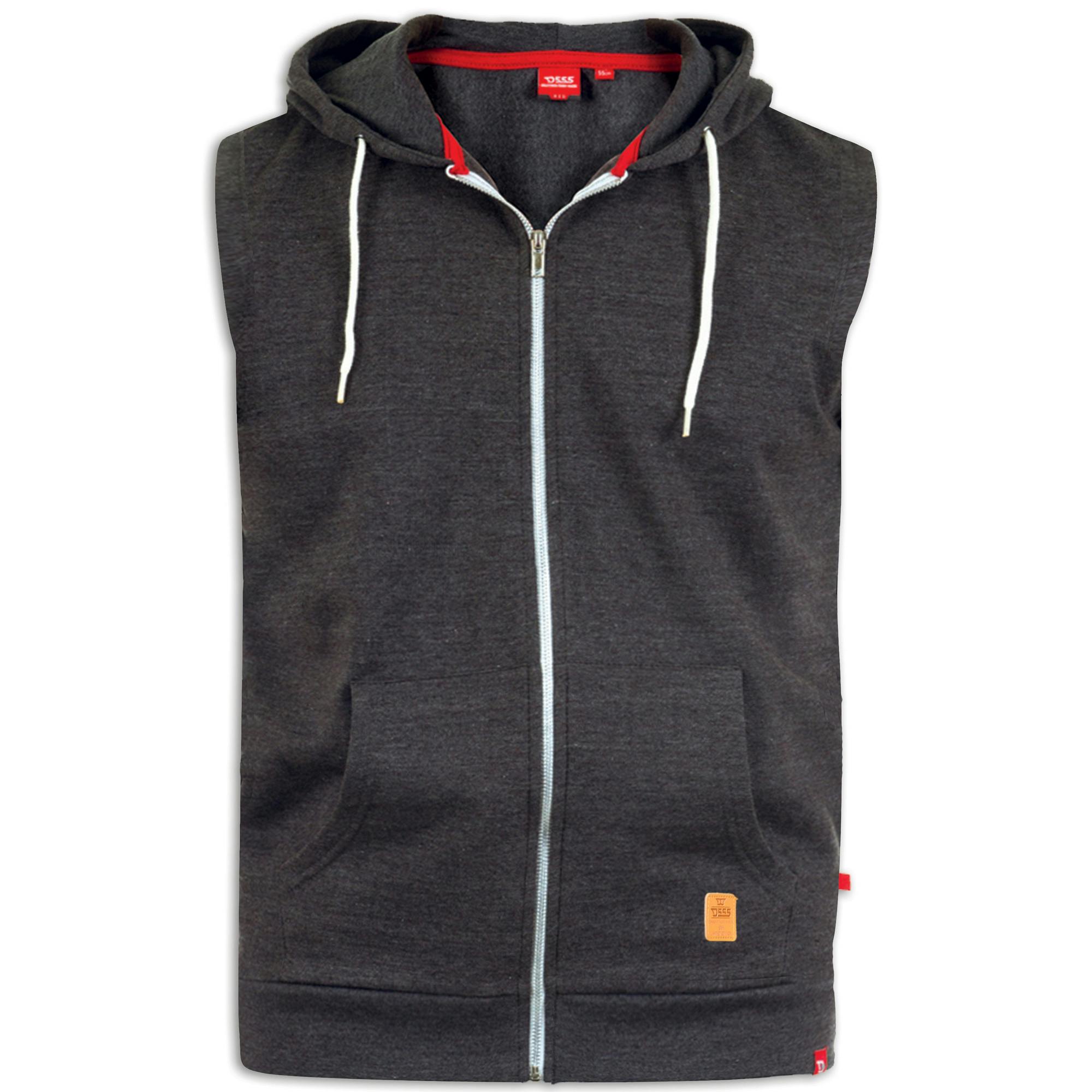 Duke Men's D555 Blake Kingsize Sleeveless Full Zip Hoodie - Charcoal Melange - Charcoal Melange - 4XL - 60% Cotton/40% Polyester