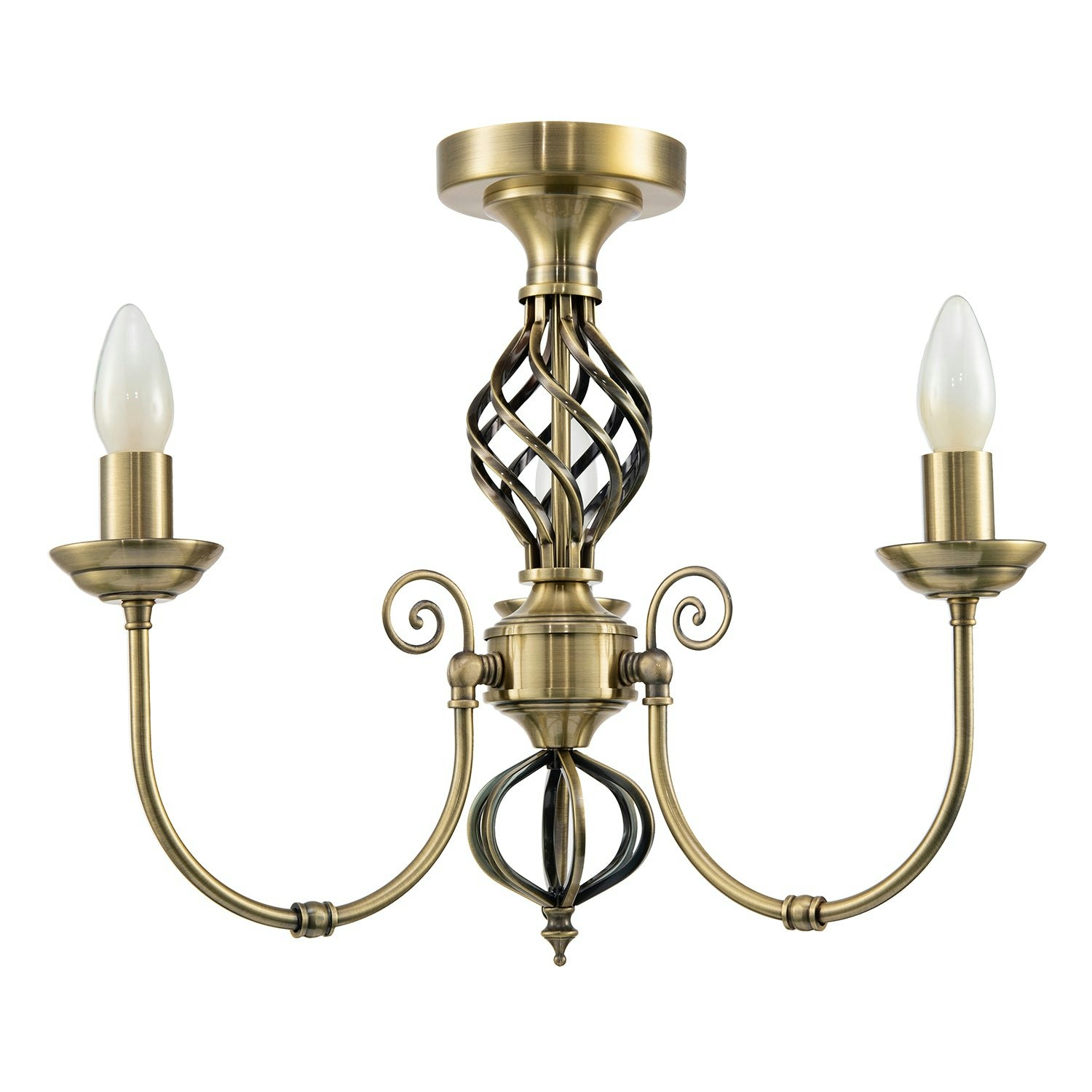 Rackhams Light Traditional Classic Antique Brass Chandelier Ceiling With Twisted Knot