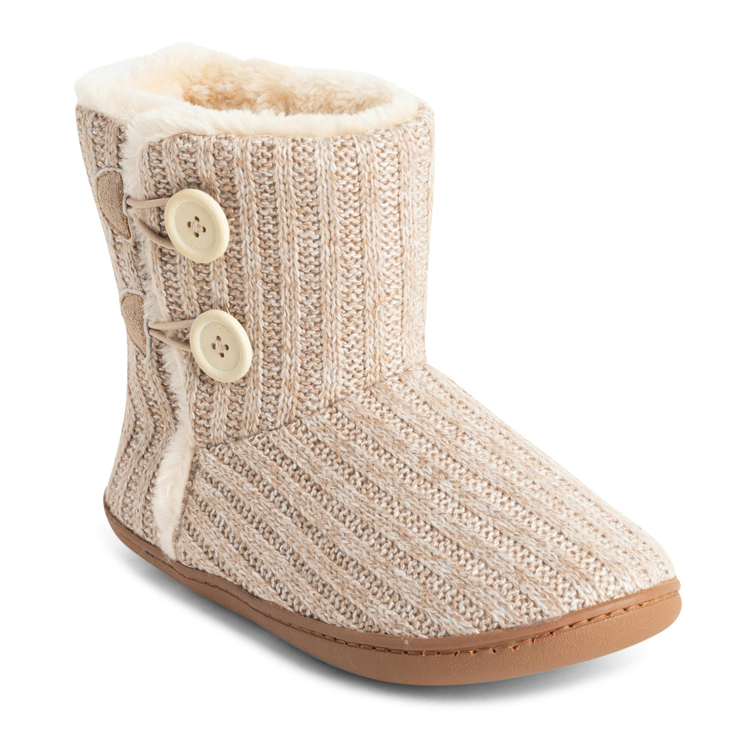 Viva Women's Beige Polar Memory Knitted Faux Fur Rubber Sole Winter Slippers - 8