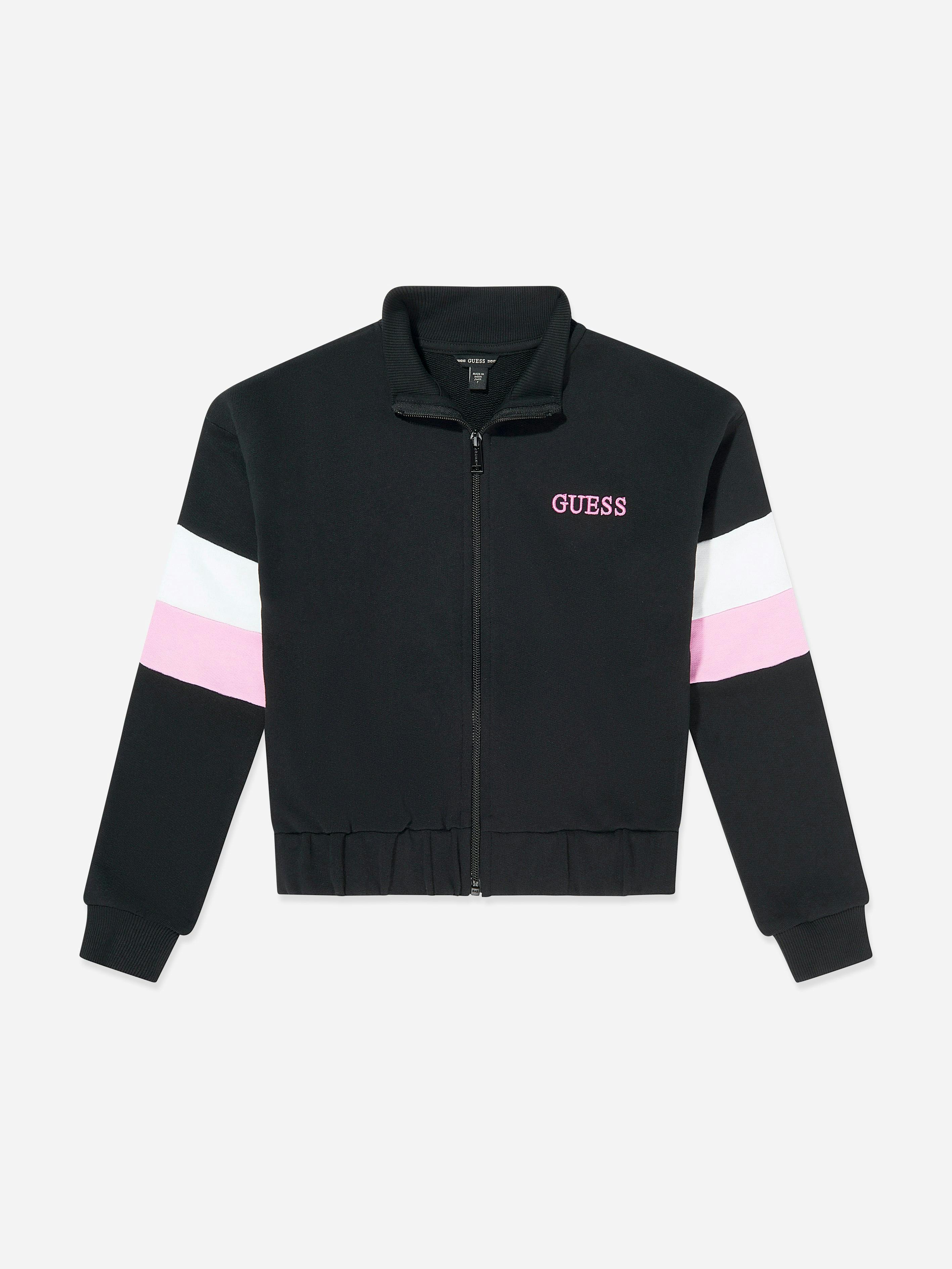 Guess Girls Black Active Zip Up Top In - 7 Yrs
