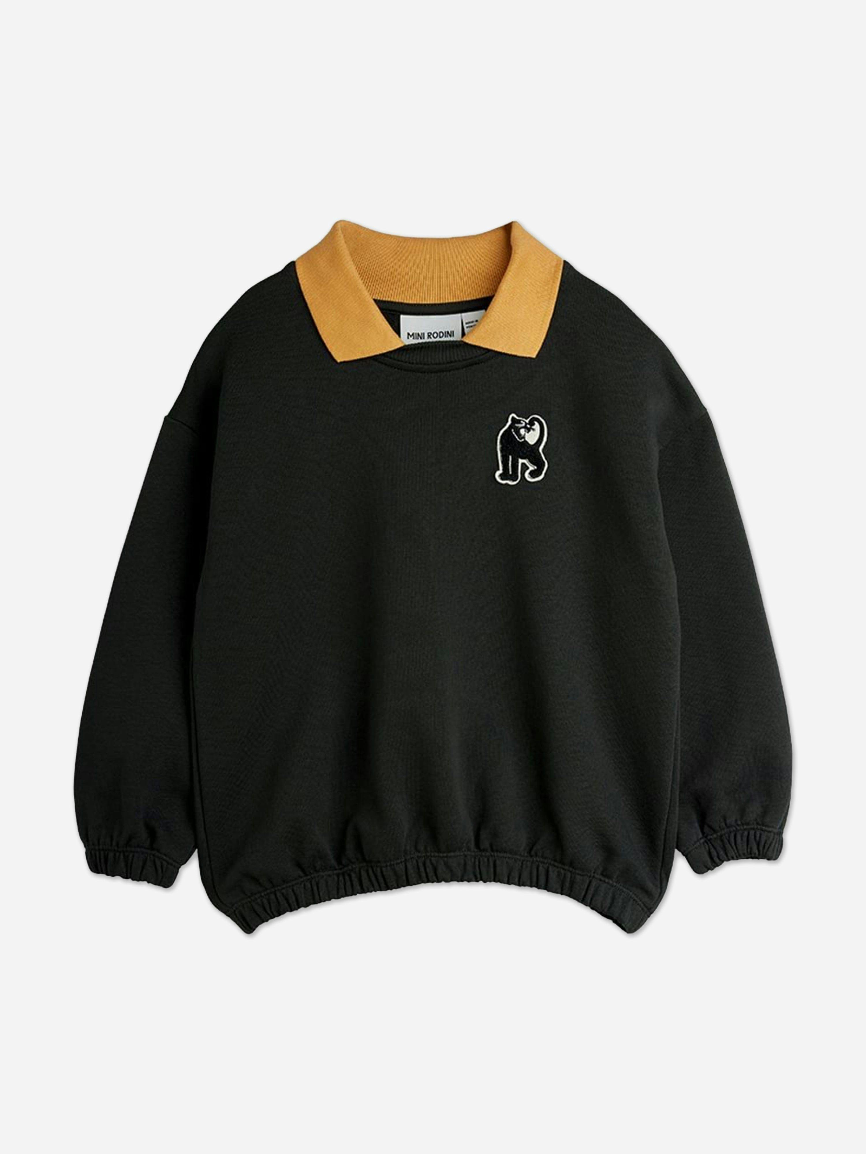 Mini Rodini Black Kids Panther Patch Collar Sweatshirt In - 116-122 Cm (5-7 Yrs)