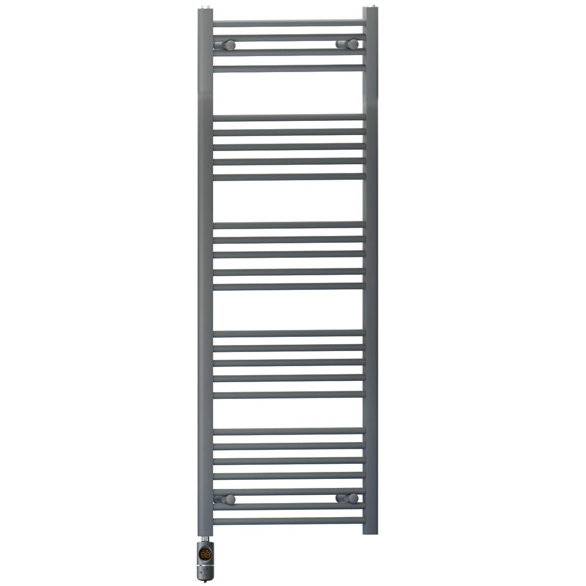 Myhomeware Anthracite/Grey 450 X 1400 Mm Electric Bathroom Towel Rail Radiator Heater With Af Thermostatic Electric Element Pre-Filled