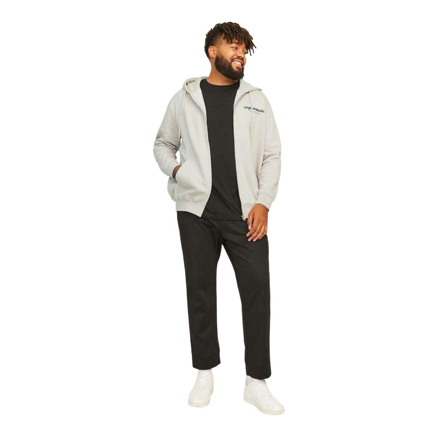 Jack And Jones Men's Vester Full Zip Hoodie - Moonbeam - 4XL - Moonbeam - 61% Polyester/39% Cotton