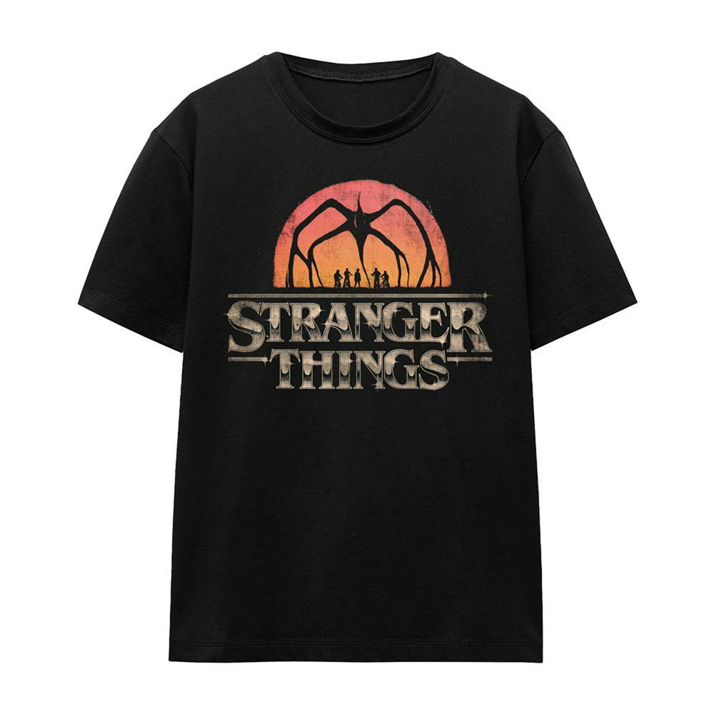 Stranger Things Women's Black Sunset Logo T-Shirt - M