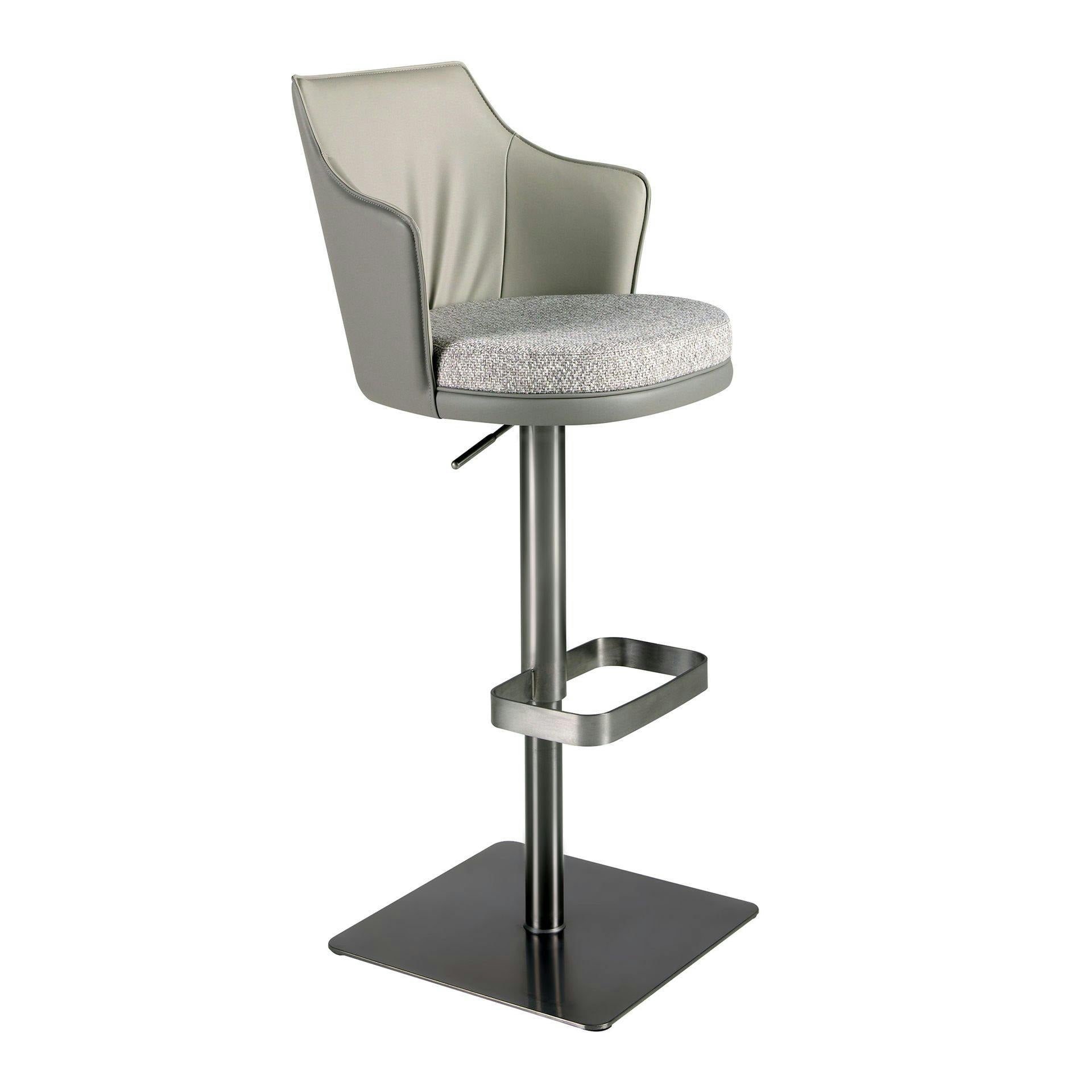 Rackhams Grey/Dark Swivel Stool In Marbled Fabric And Leatherette 4231