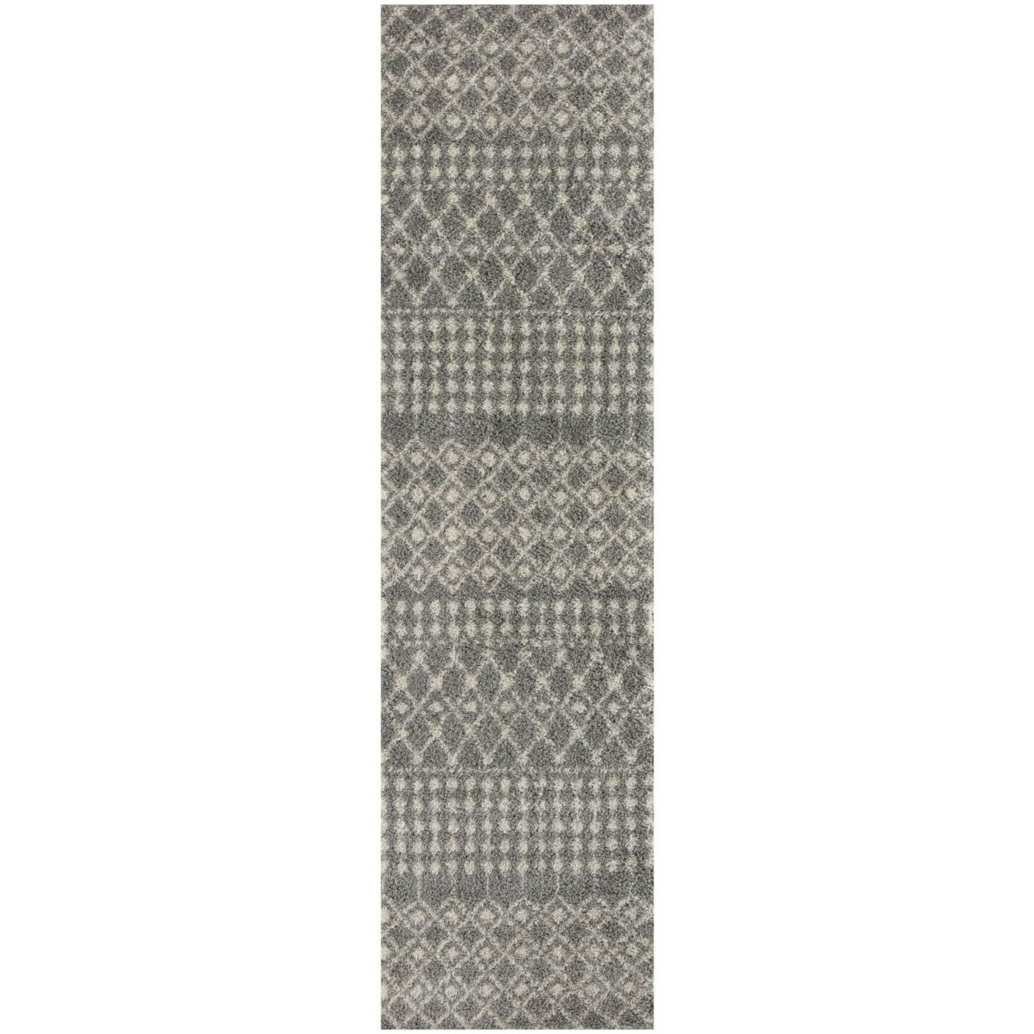 The Rugs Grey Moroccan Shaggy Rug | 1010 - 80X300 Cm