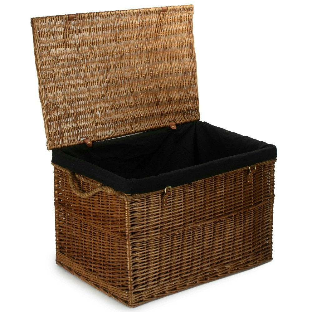 Rackhams Light/Black Large Steamed Wicker Storage Basket