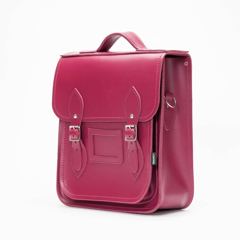 Zatchels Magenta Handmade Leather City Backpack - Plus