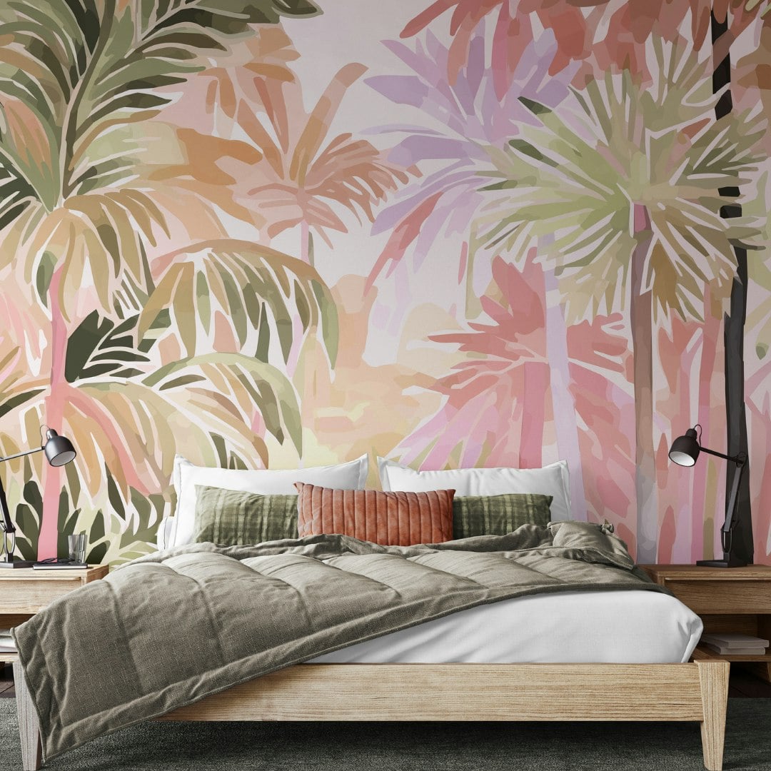 Rackhams Pretty Palms - Natural Blush - Large - W350cm X H280cm