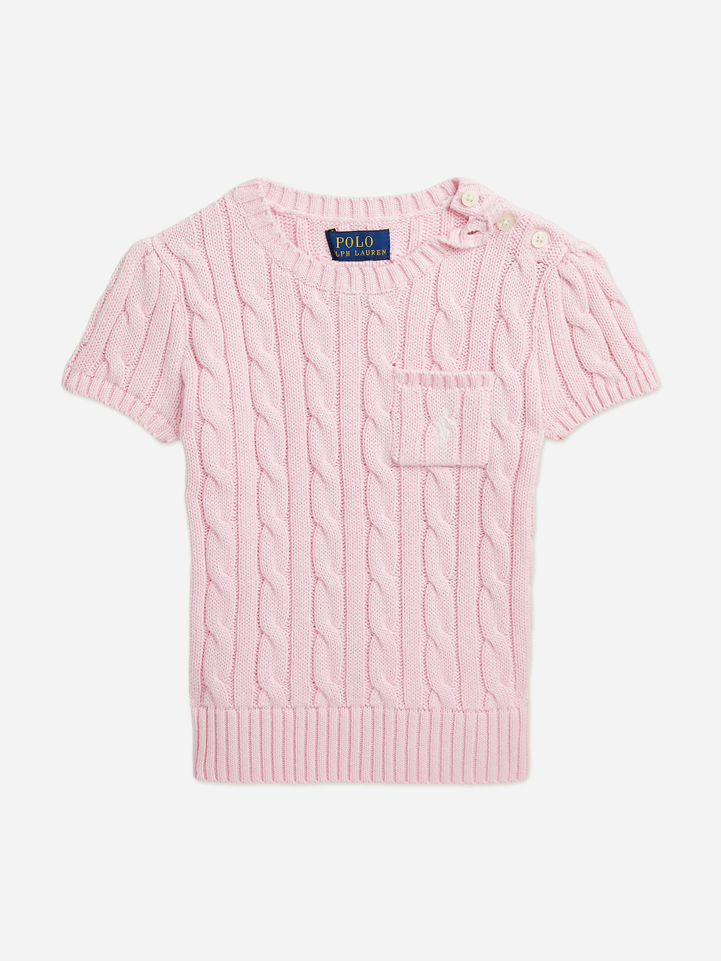 Ralph Lauren Kids Girls Pink Ralph Lauren Cable Knit Pullover In - 6 Yrs