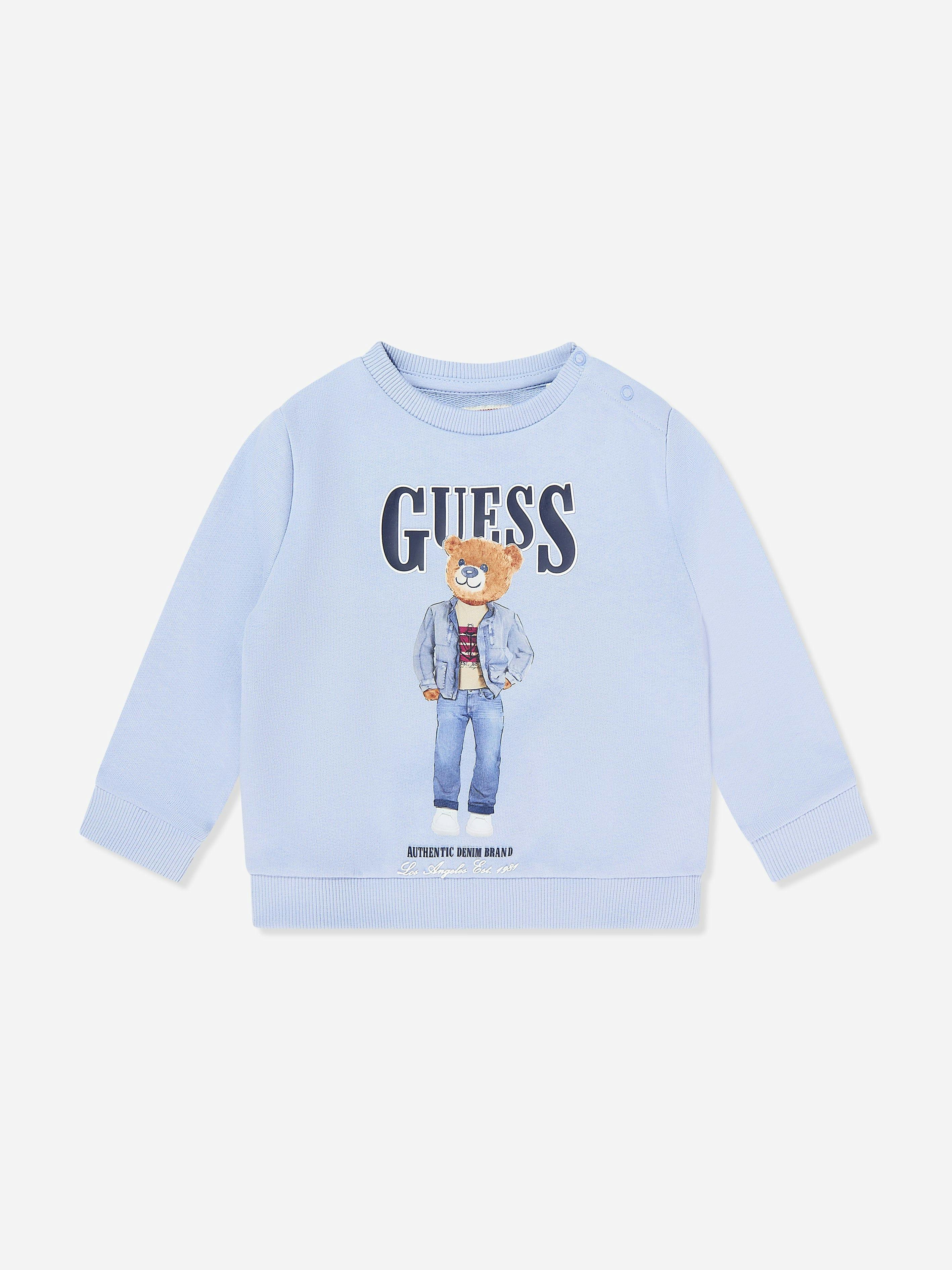 Guess Boys Blue Kids Bear Logo Sweatshirt In - 3 Yrs