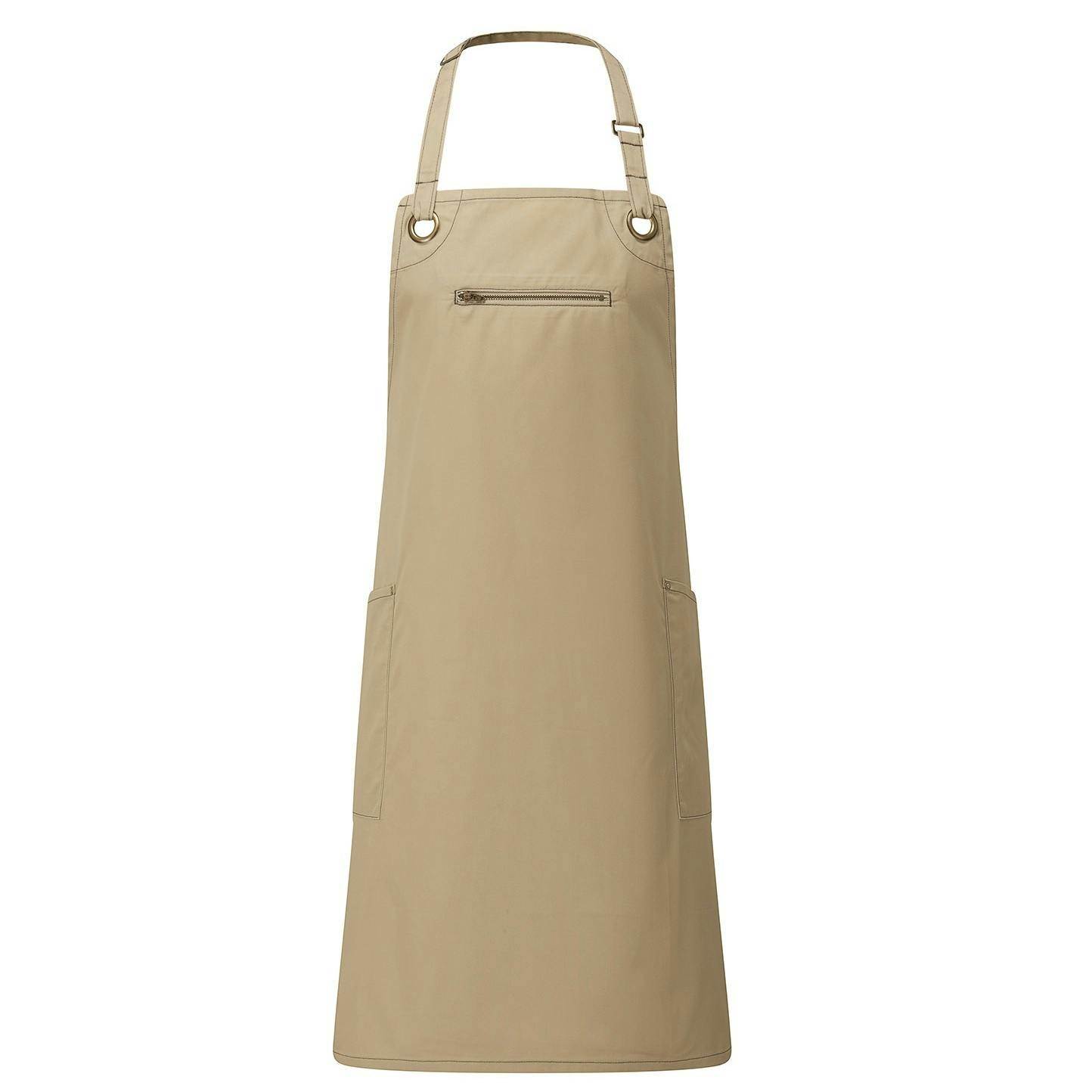 Premier (One Size, Khaki/Brown) Unisex Adult Barley Sustainable Contrast Stitching Full Apron - Image 3