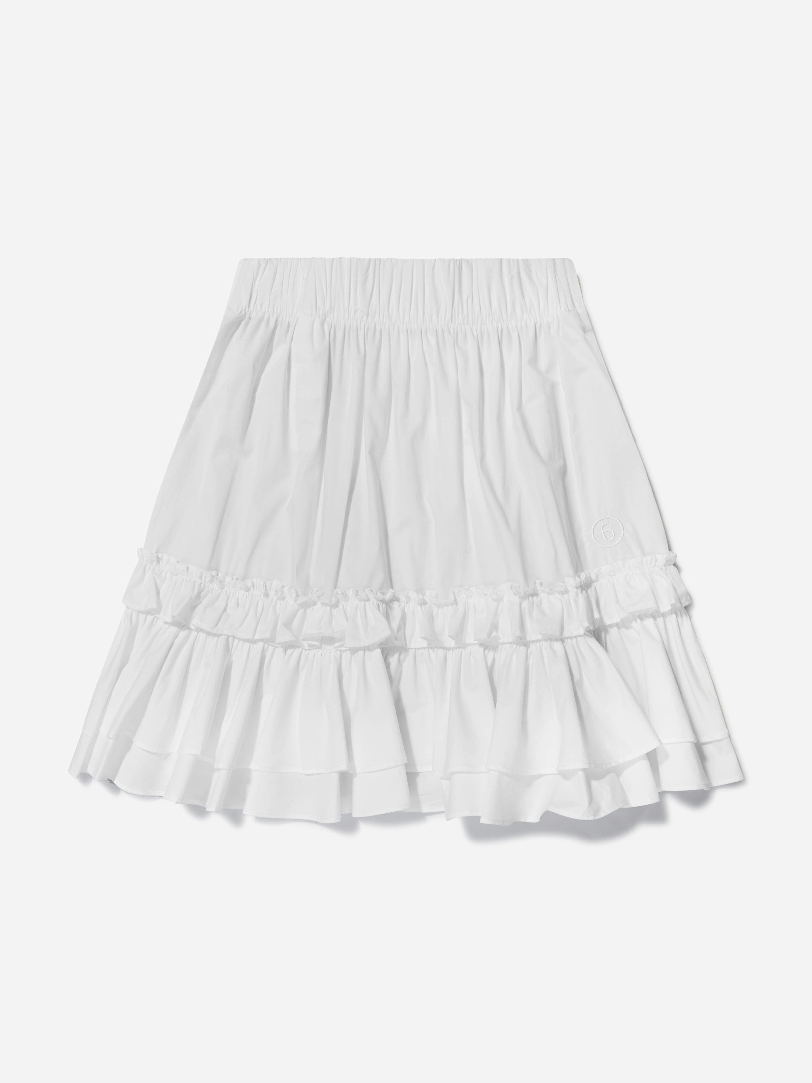 Mm6 Maison Margiela Girls White Cotton Skirt - 4 Yrs