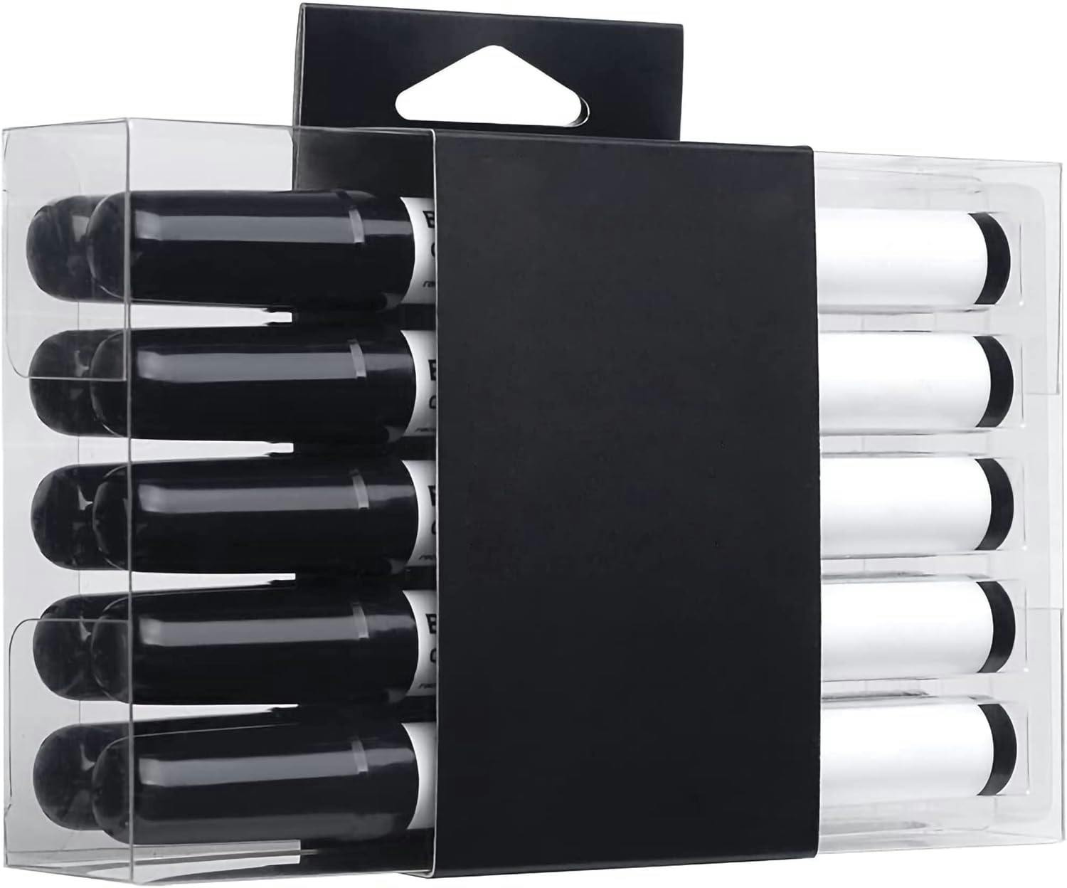 Kav Black Marker Pens For Office, Schools & Home - Non-Toxic Ink - All-In-One Design With Dry Wipe Eraser - Stylish Markers For Whiteboards, Notice Boards - Pack Of 10