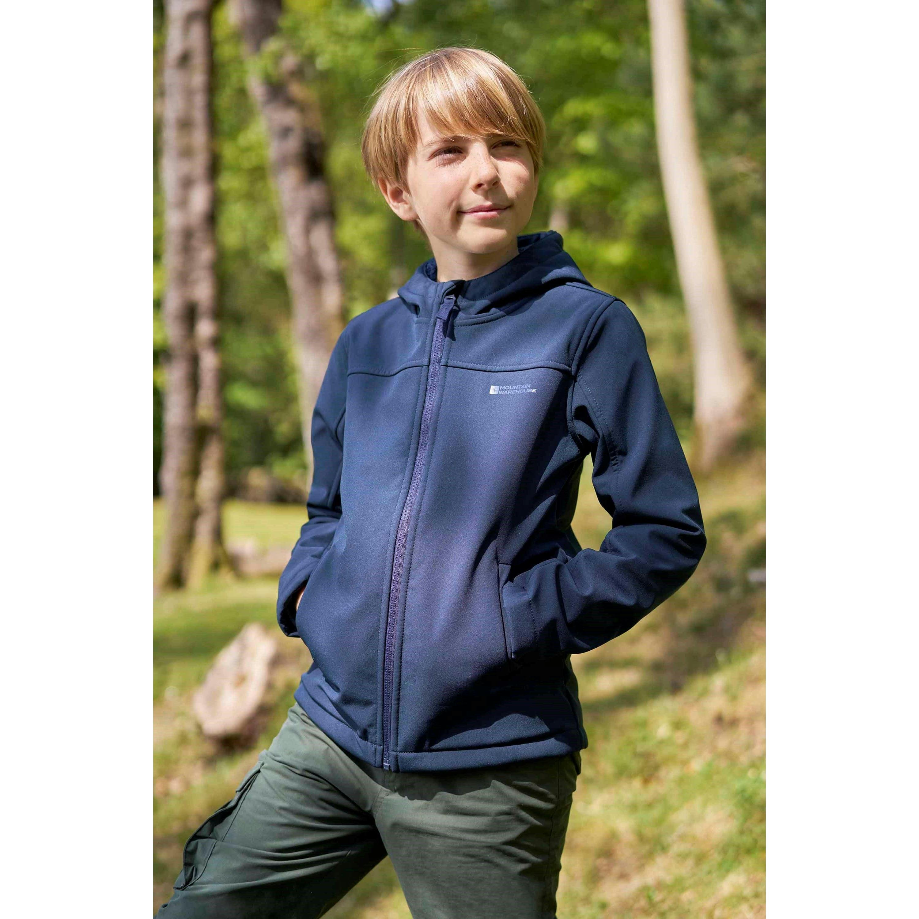 Mountain Warehouse Dark/Blue Kids Arctic Borg Lined Soft Shell Jacket - 5-6 Years - 93% Polyester/7% Elastane