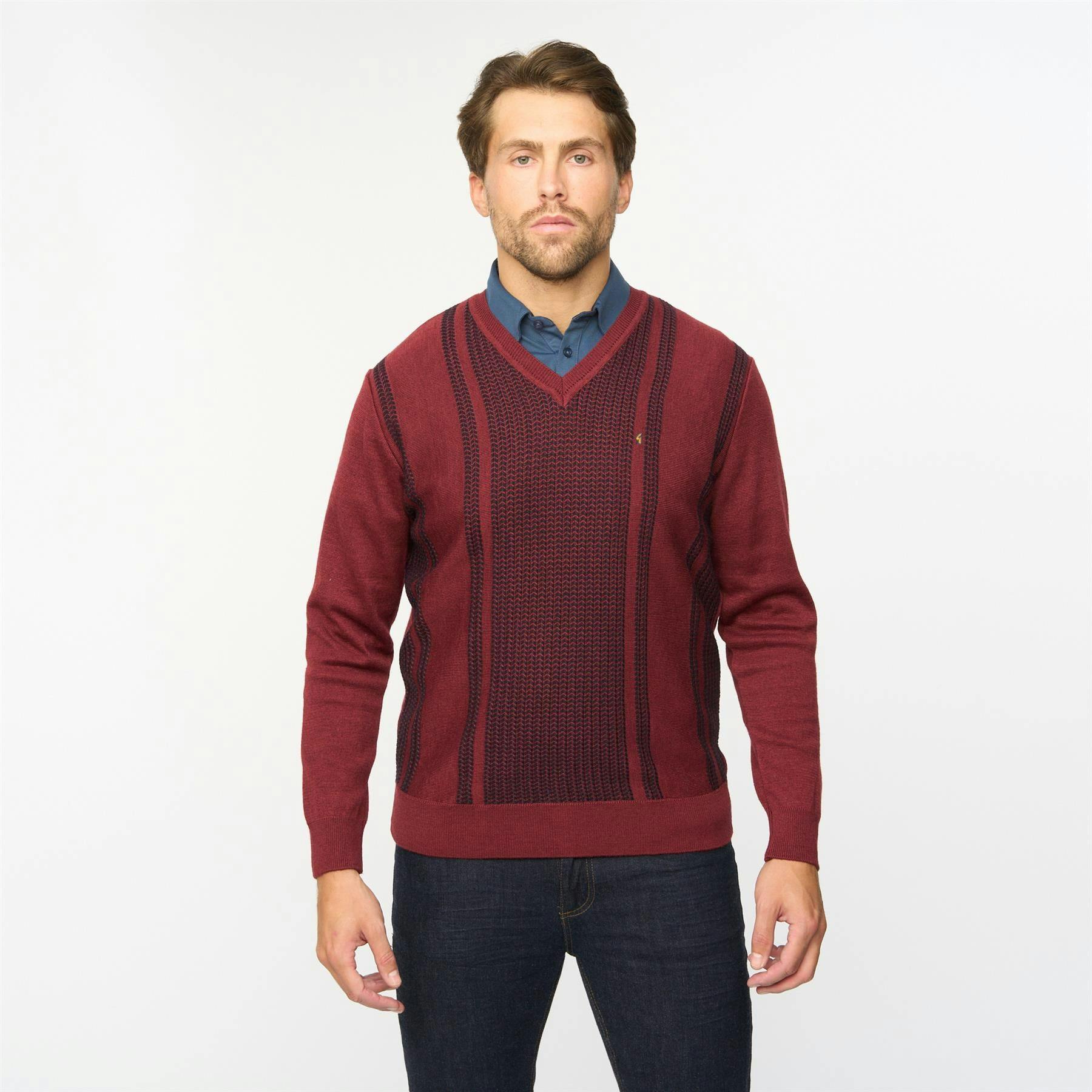 Gabicci G55m02 Fancy Vee Neck Sweater Classic Mulberry - 2XL