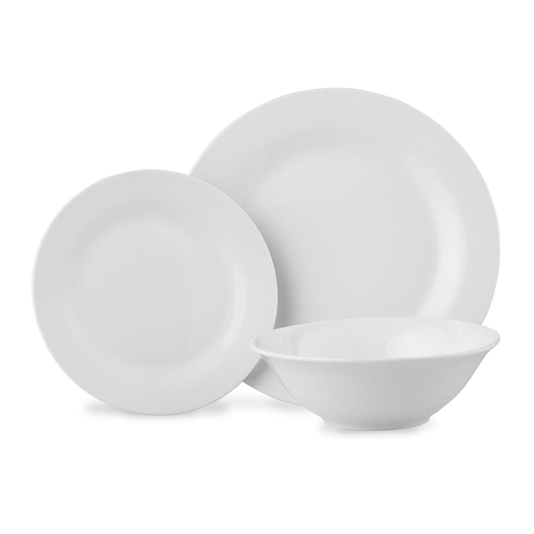 Glim & Glam White Dinner Set Plates Bowls Porcelain 18Pc Set Rim - Porcelain